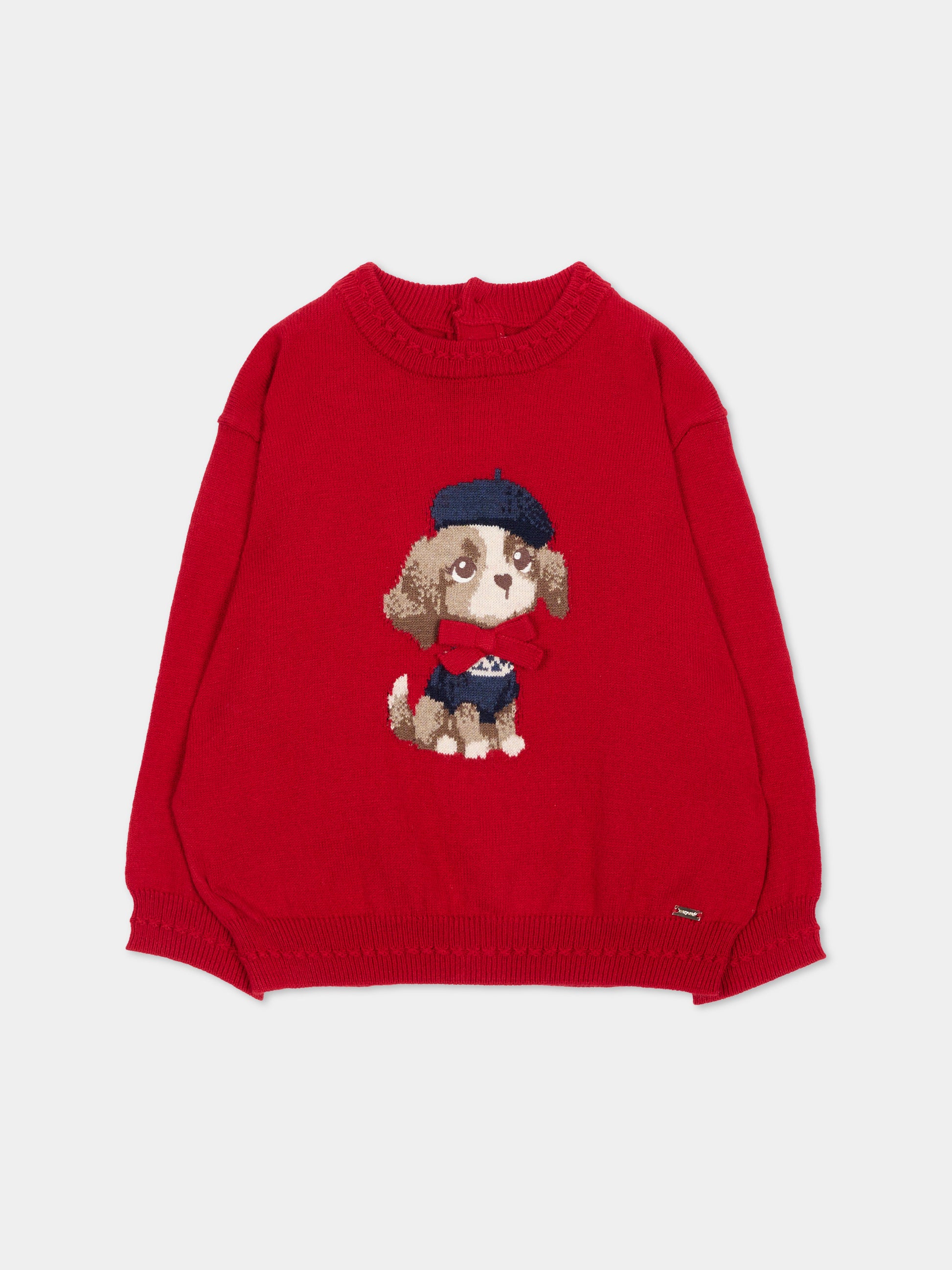 Maglione rosso per neonata con cane,Mayoral,2385 056