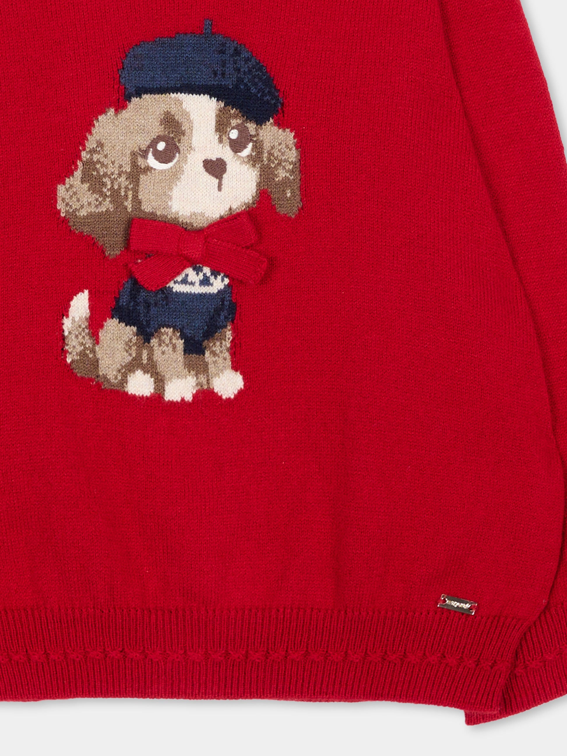 Maglione rosso per neonata con cane,Mayoral,2385 056