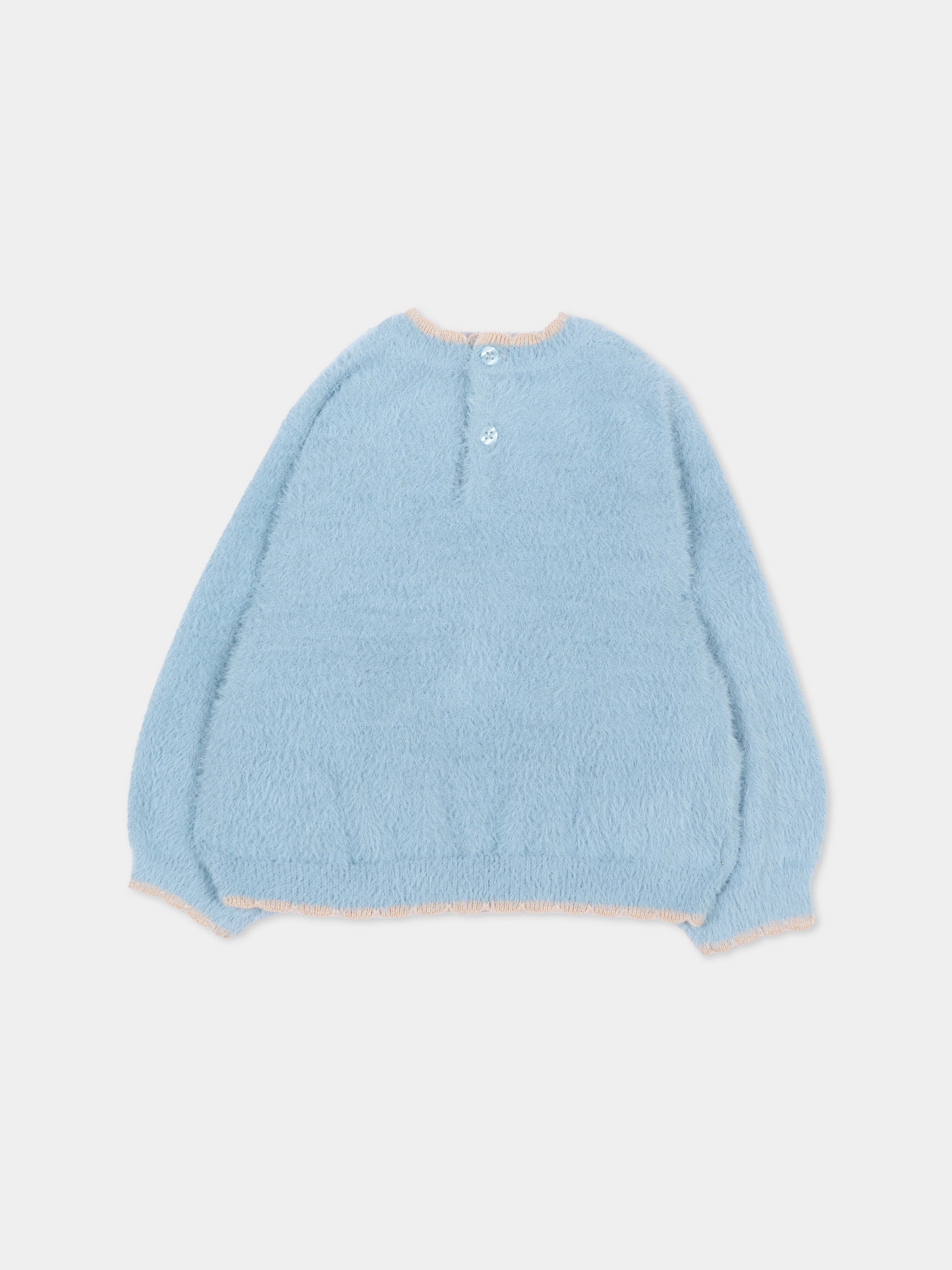 Maglione celeste per neonata con fiore,Mayoral,2383 046