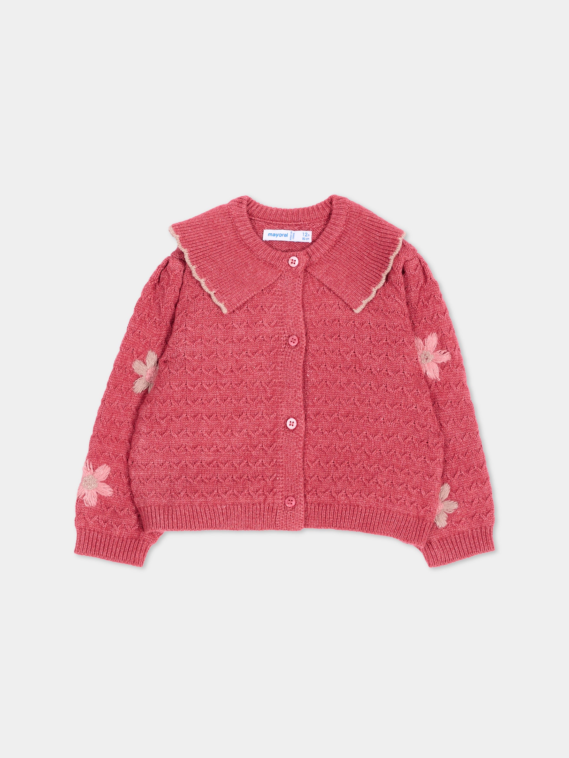 Cardigan rosa per neonata con fiori,Mayoral,2306 041