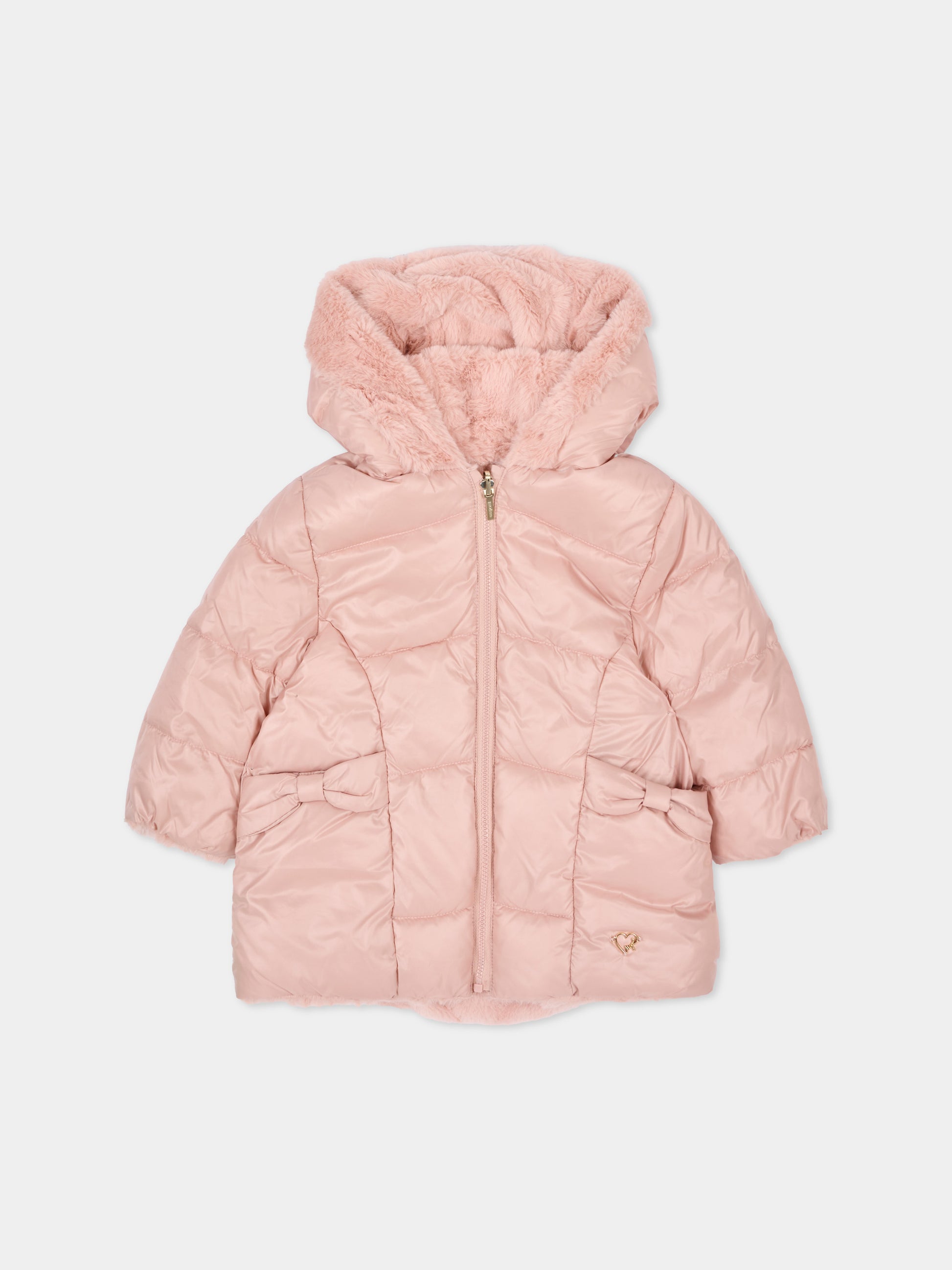 Piumino rosa per neonata con fiocchi,Mayoral,2439 094