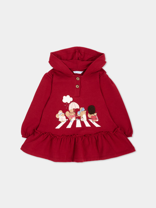 Vestito rosso per neonata con stampa,Mayoral,2937 093