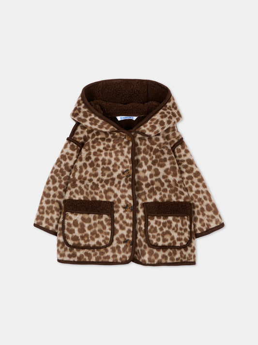 Cappotto marrone animalier per neonata,Mayoral,2434 075