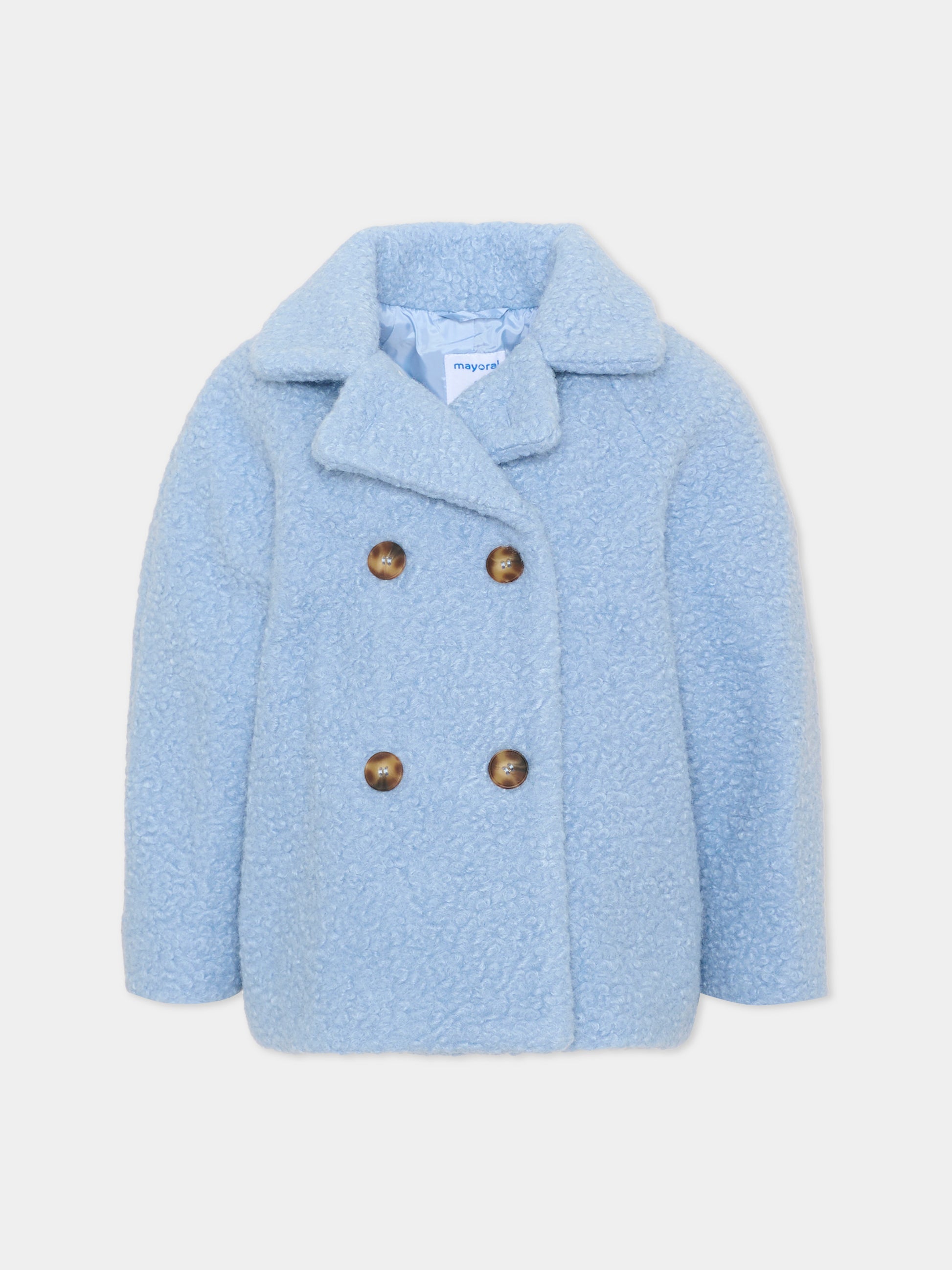 Cappotto celeste per bambina con borsetta,Mayoral,4411 011