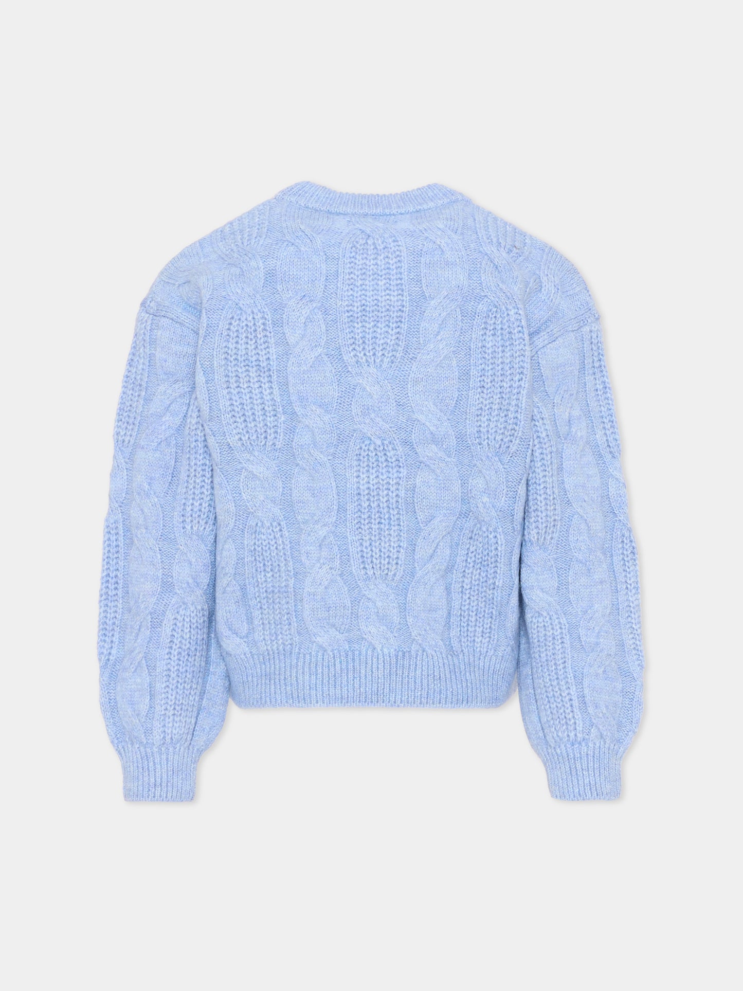 Maglione celeste per bambina con fiori,Mayoral,4319 066