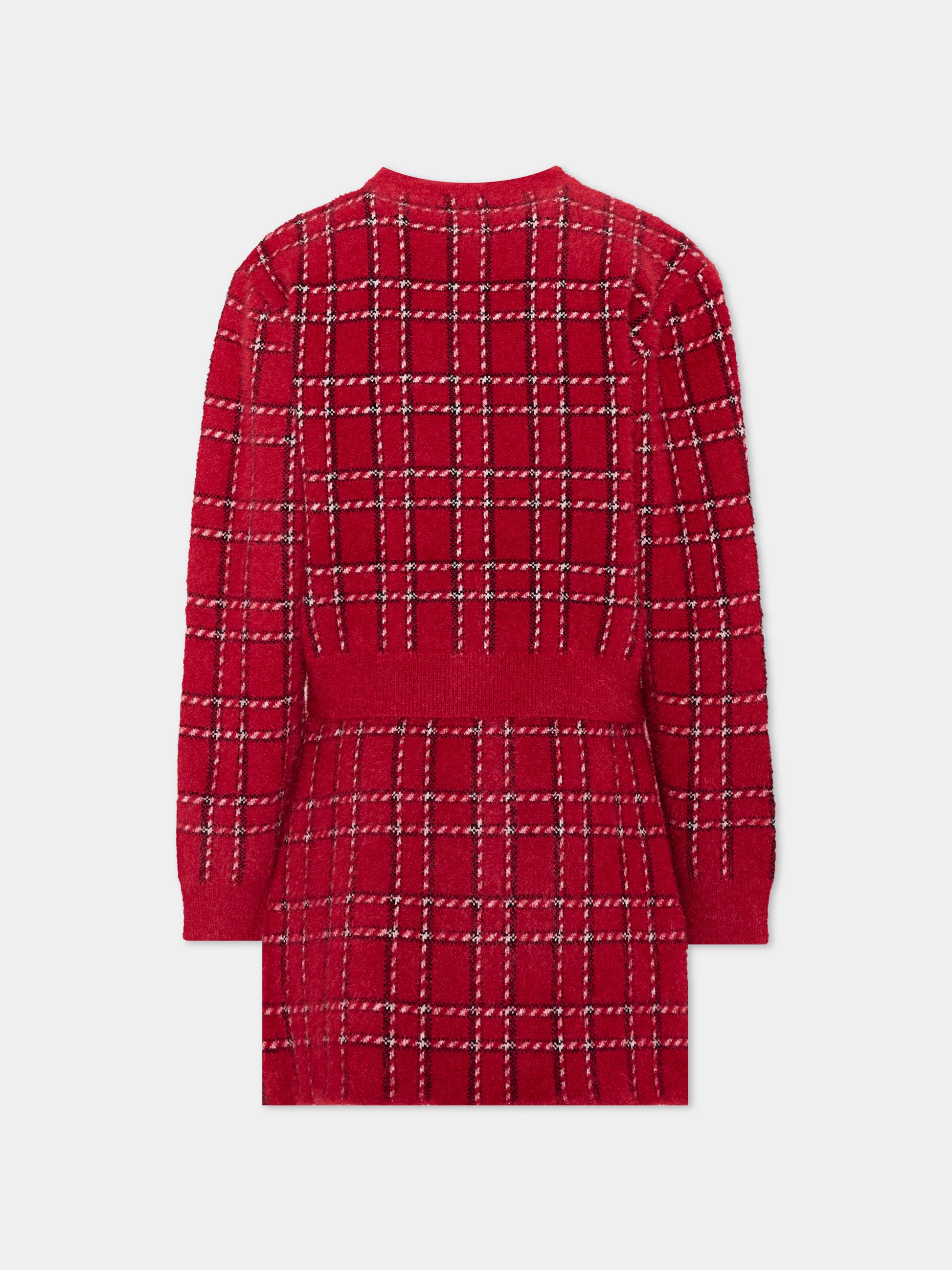 Completo elegante rosso per bambina a quadri,Mayoral,4935 031