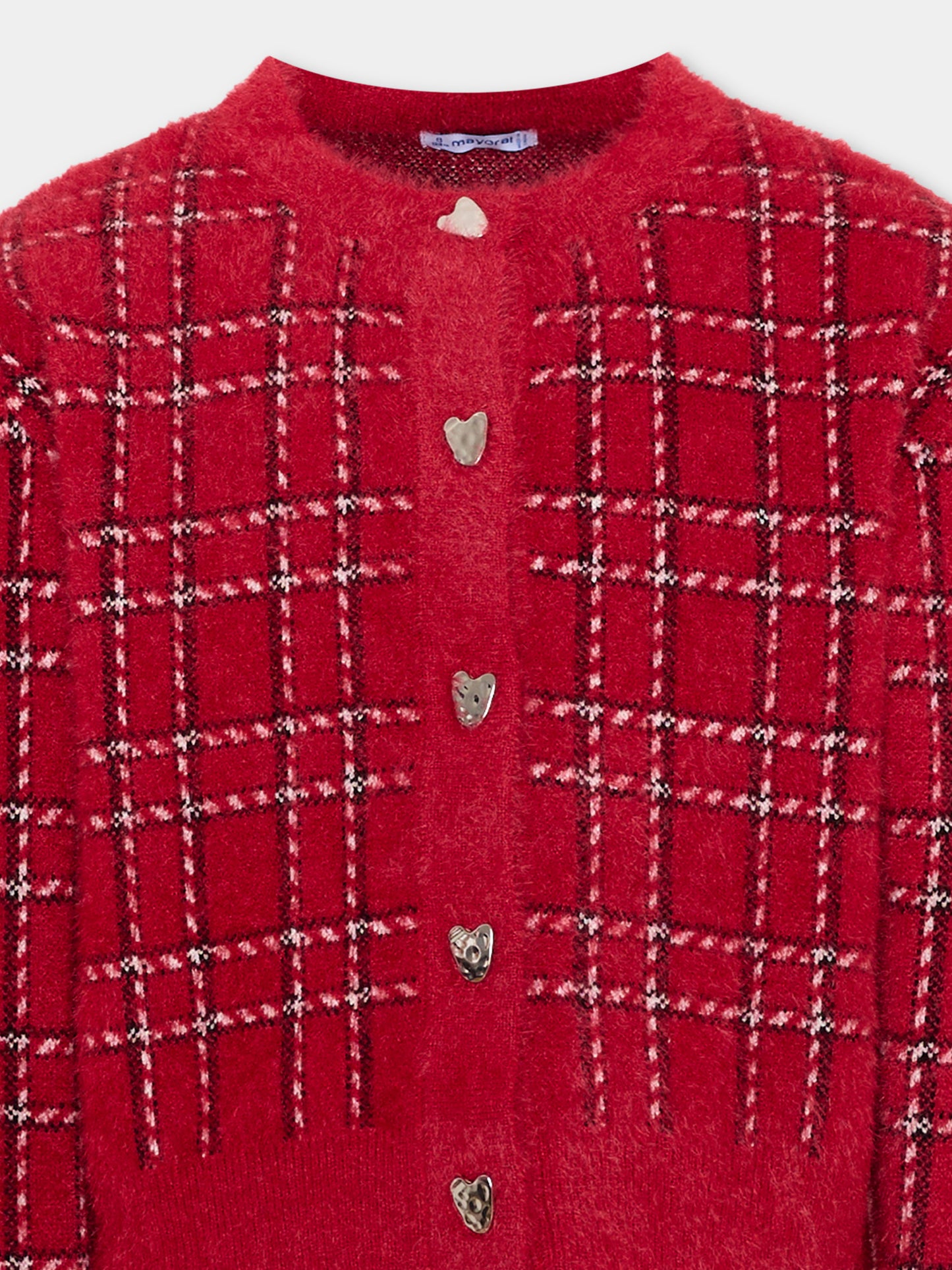Completo elegante rosso per bambina a quadri,Mayoral,4935 031