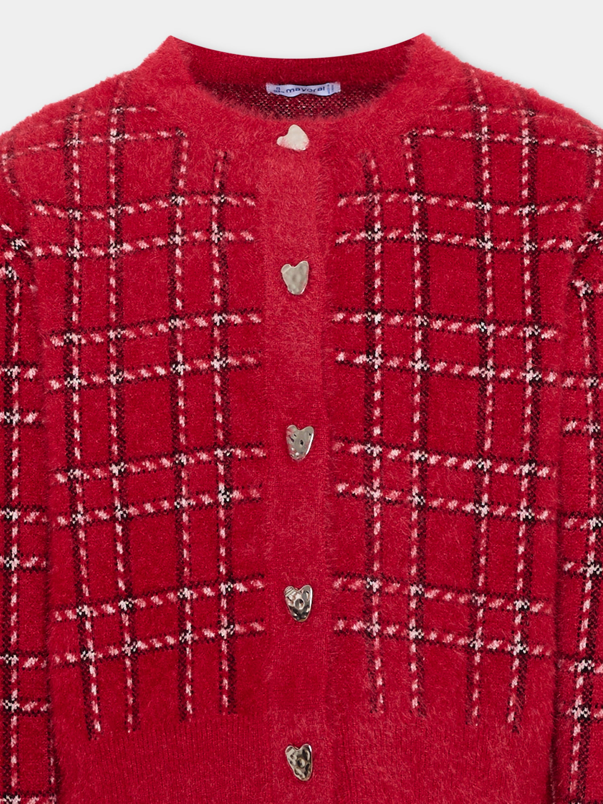 Completo elegante rosso per bambina a quadri,Mayoral,4935 031