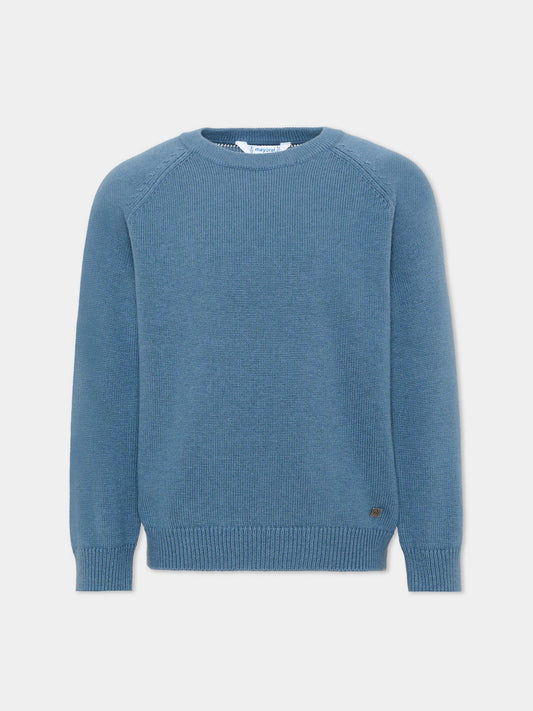 Maglione azzurro per bambino con logo,Mayoral,311 011