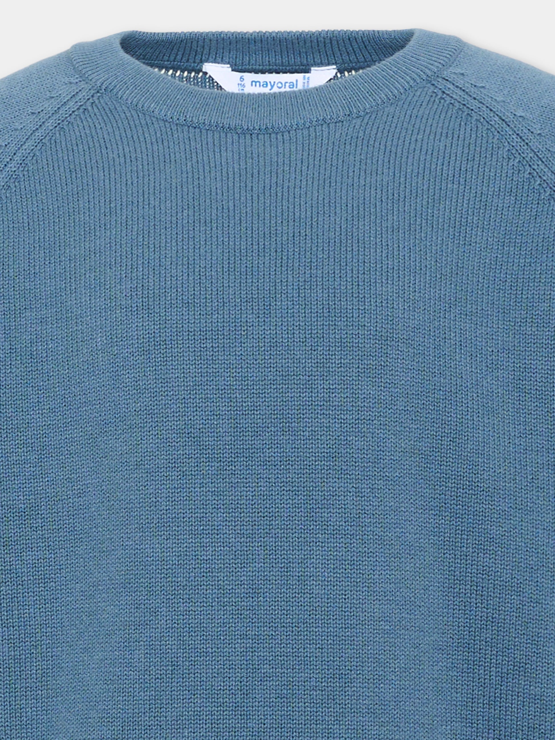 Maglione azzurro per bambino con logo,Mayoral,311 011