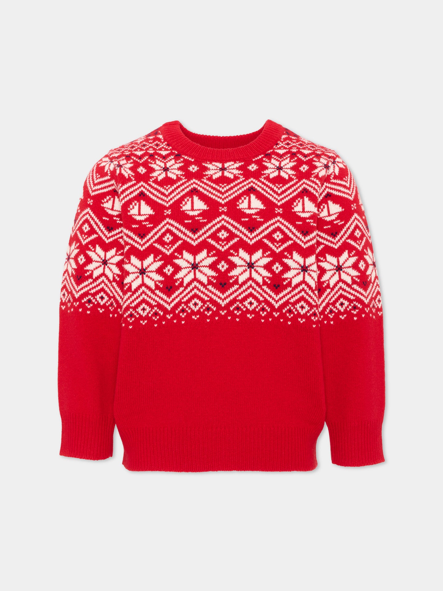 Maglione rosso per bambino jacquard,Petit Bateau,A0GB1 04