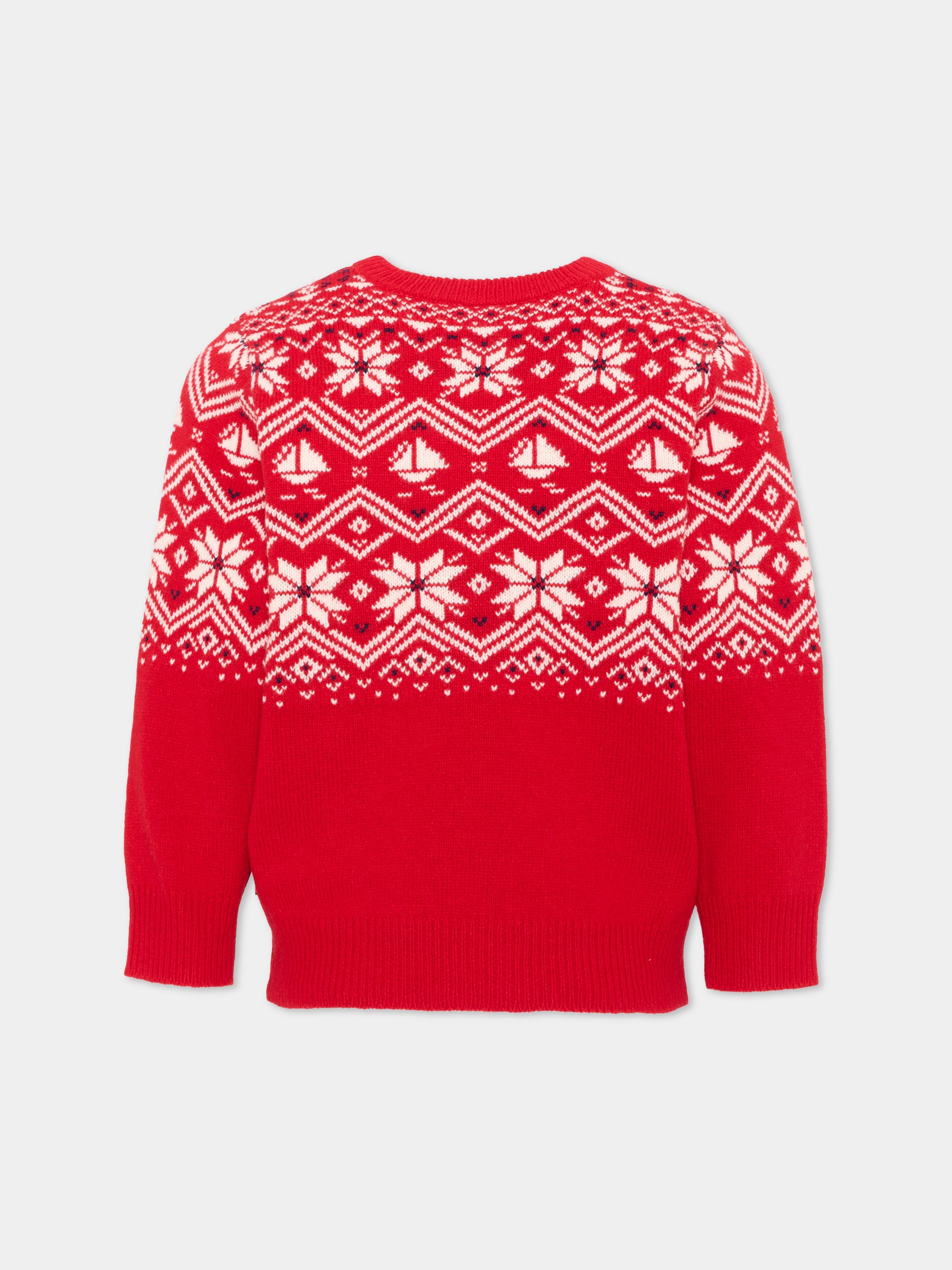 Maglione rosso per bambino jacquard,Petit Bateau,A0GB1 04