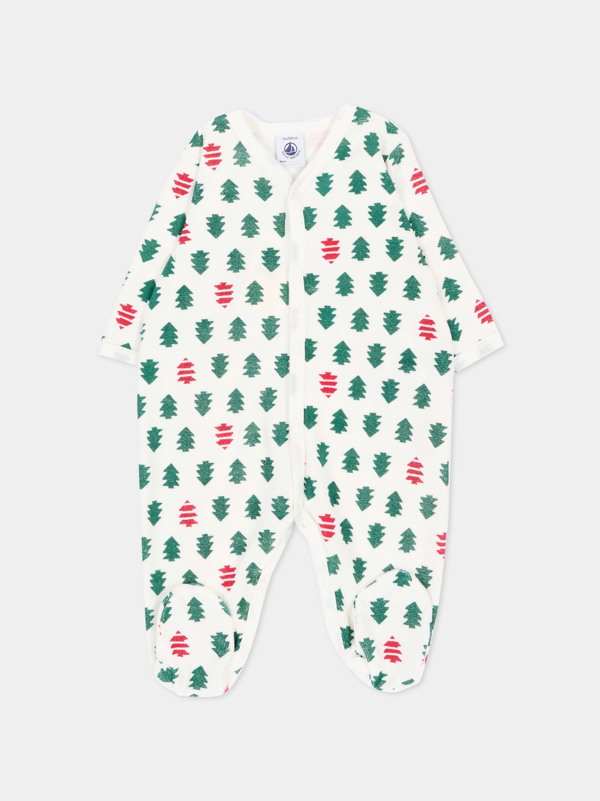 Tutina bianca per neonato con alberi,Petit Bateau,A0HCF 01