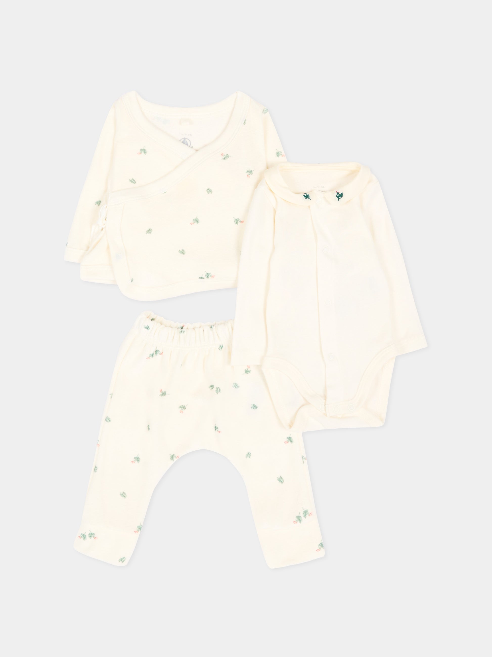 Completo nascita avorio per neonati floreale,Petit Bateau,A0GP0 01