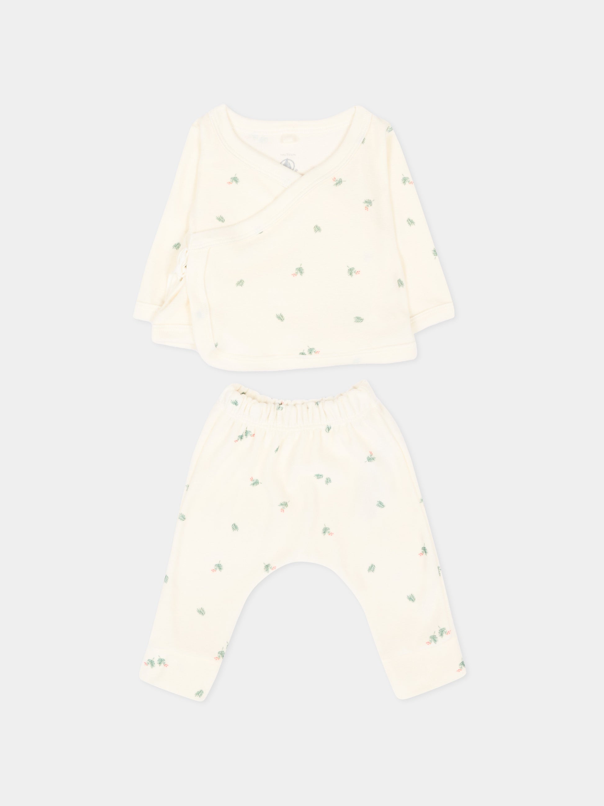 Completo nascita avorio per neonati floreale,Petit Bateau,A0GP0 01