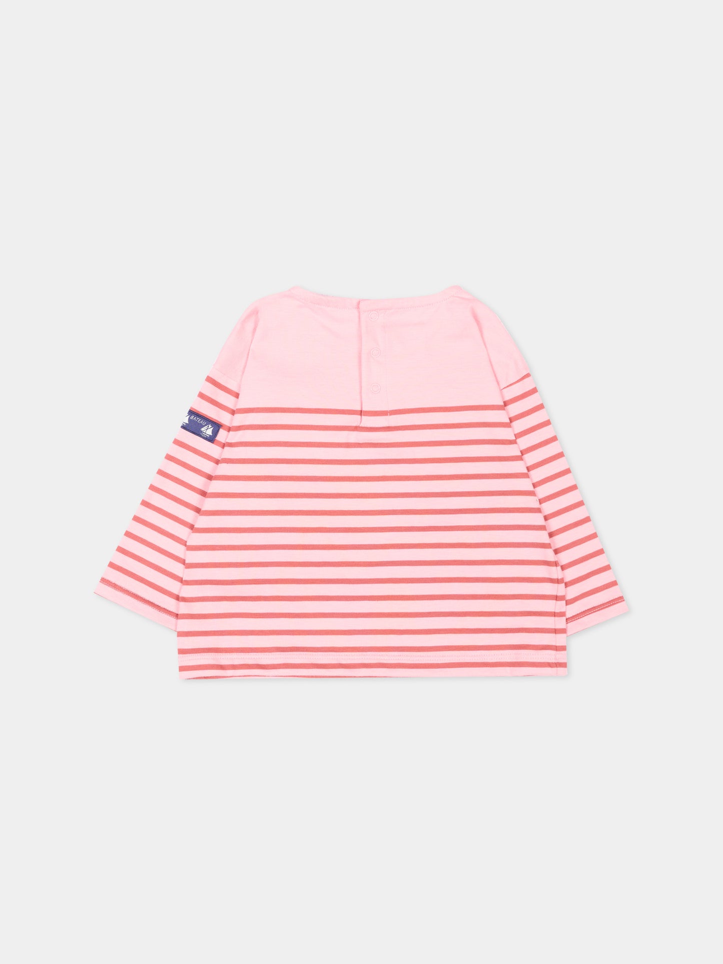 Salopette rosa per neonata a righe,Petit Bateau,A0H0V 00