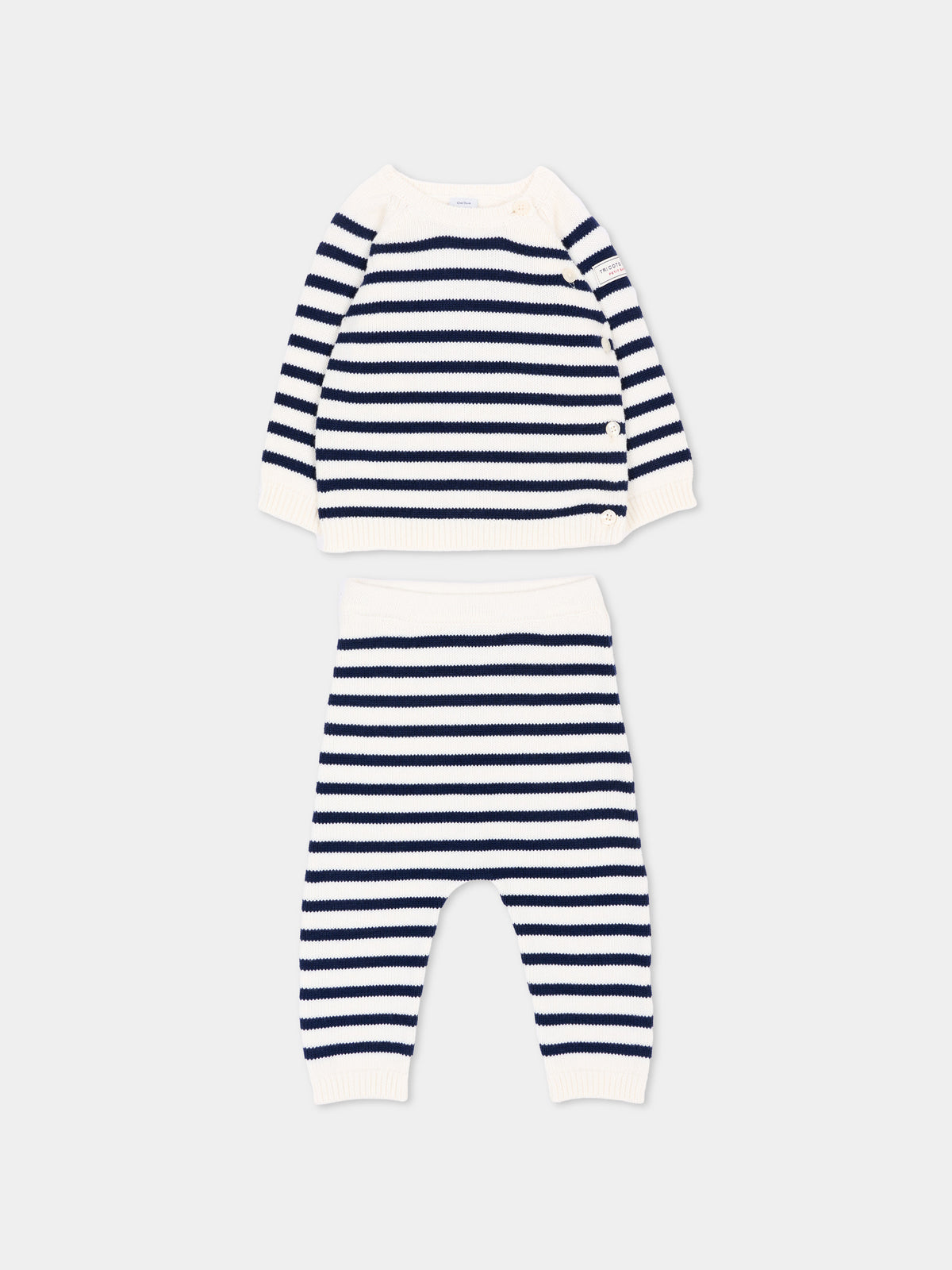 Completo nascita avorio per neonati a righe,Petit Bateau,A0GNX 01