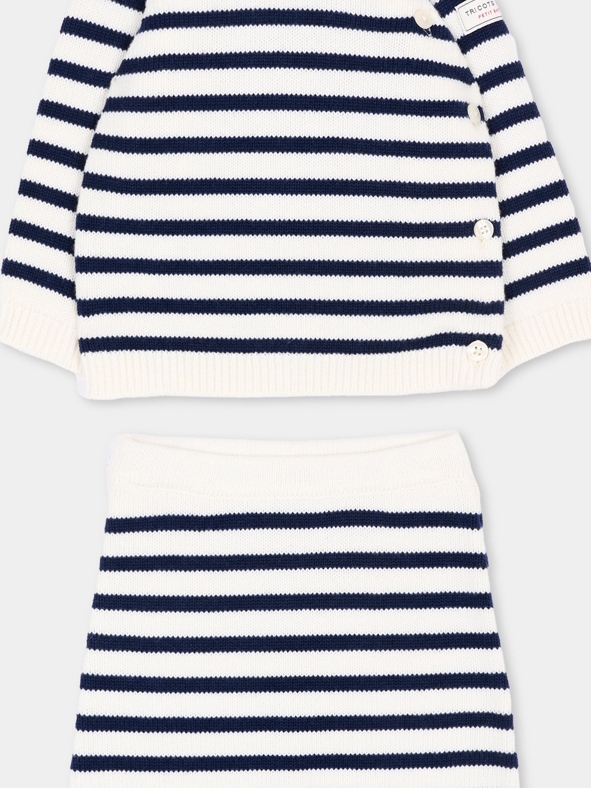 Completo nascita avorio per neonati a righe,Petit Bateau,A0GNX 01