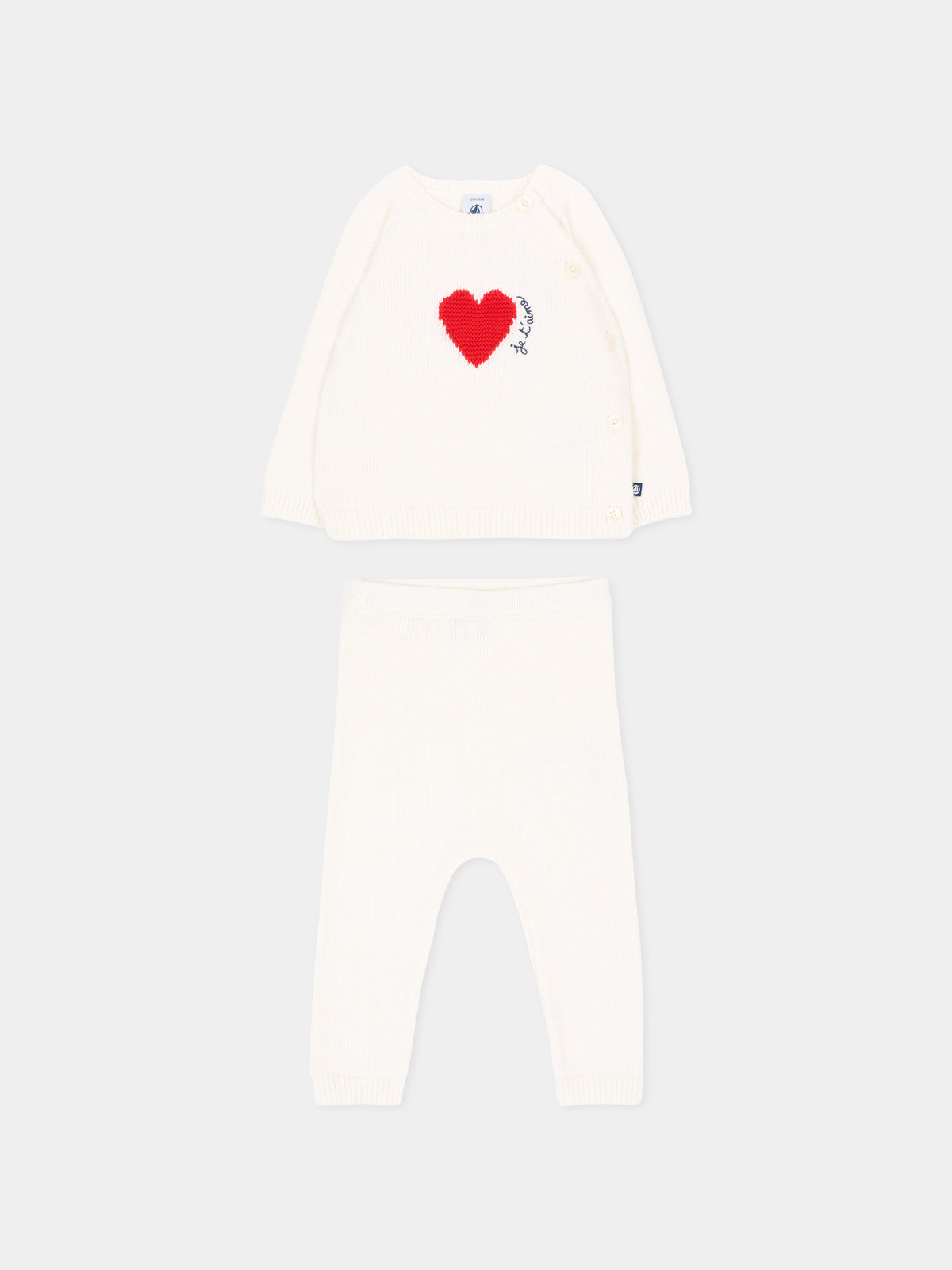 Completo nascita avorio con cuore per neonata,Petit Bateau,A0GNY 01