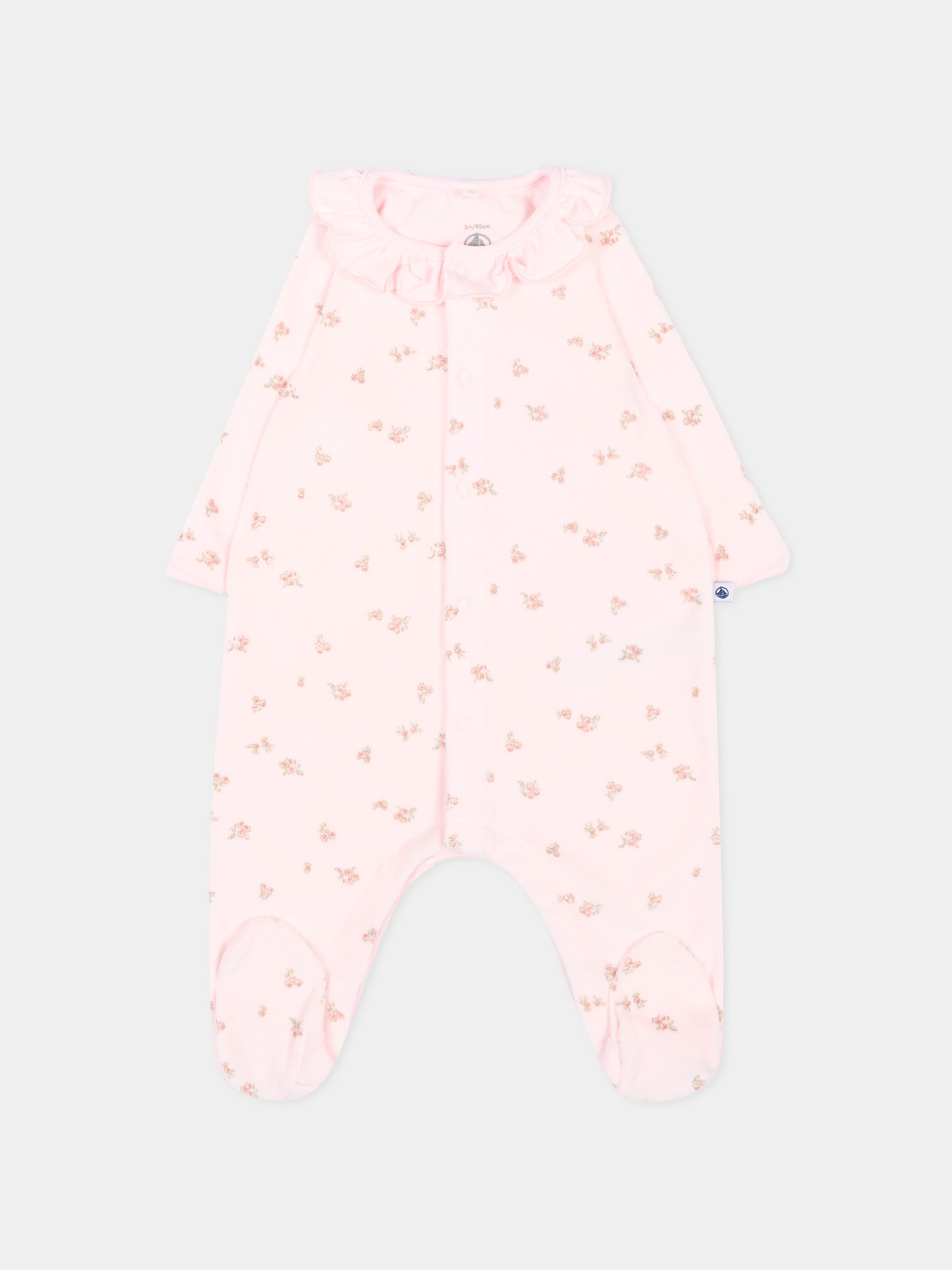 Tutina rosa per neonata con fiori,Petit Bateau,A0GAH 01