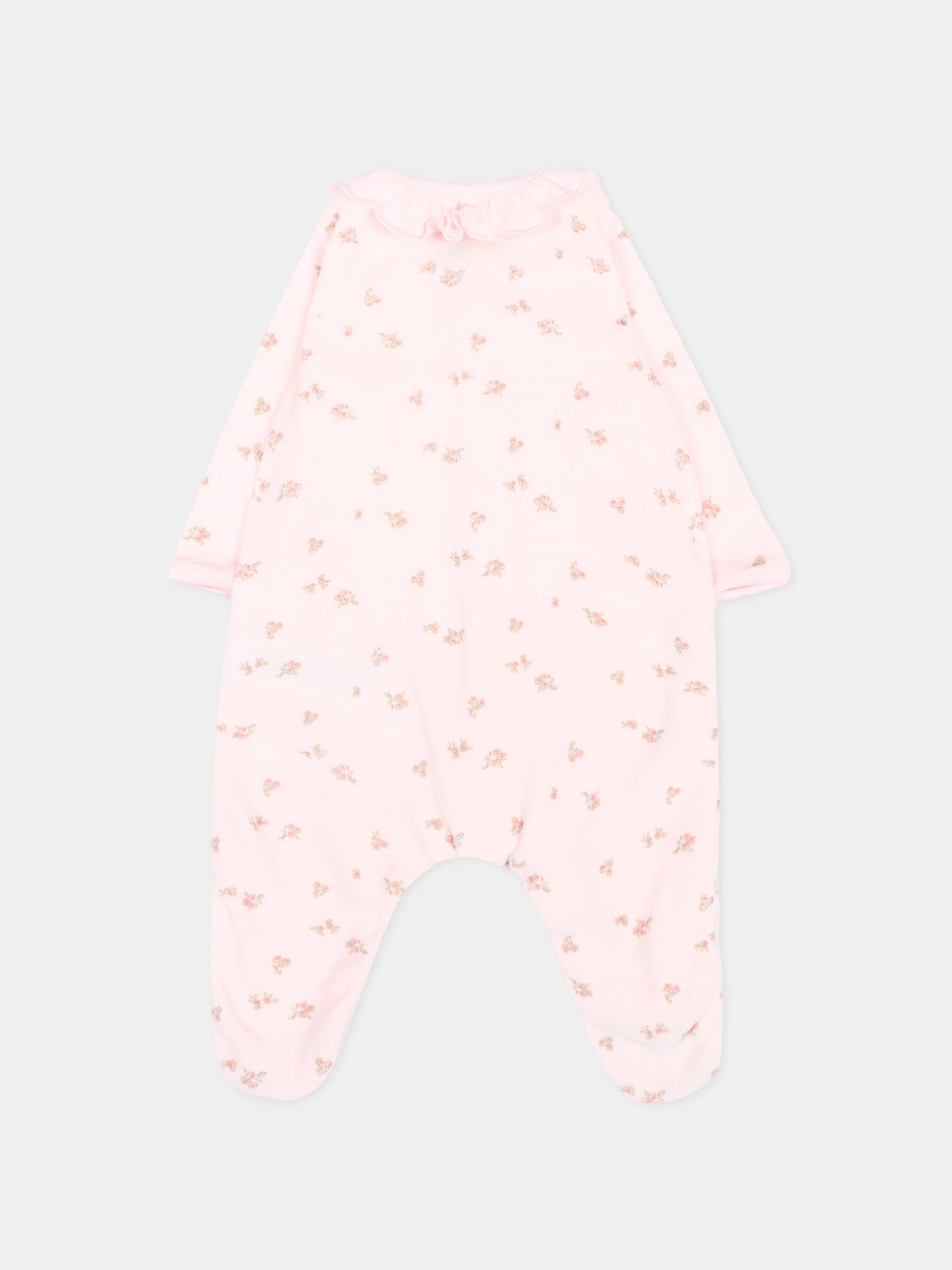 Tutina rosa per neonata con fiori,Petit Bateau,A0GAH 01