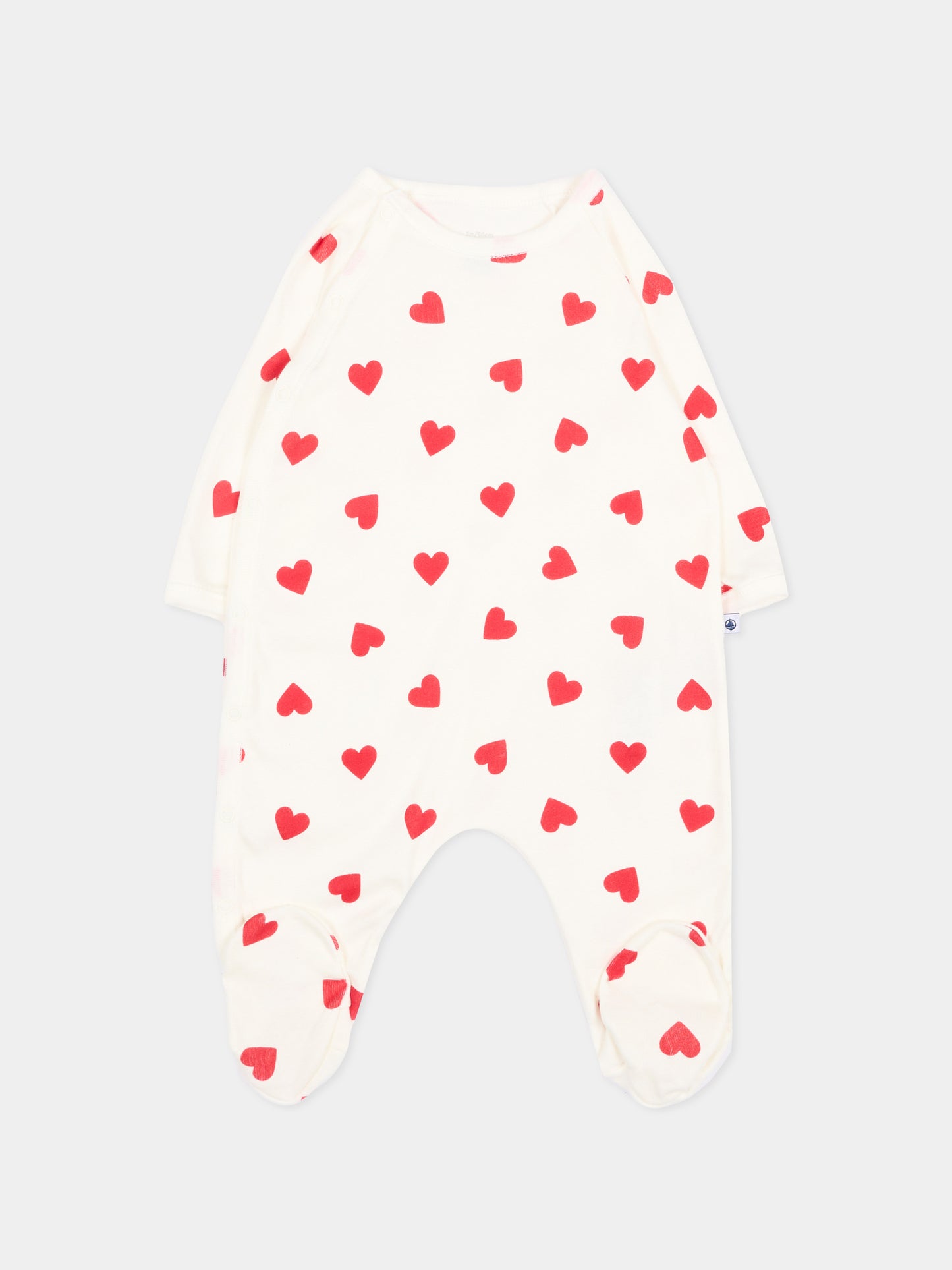 Set tutine avorio per neonata con cuori,Petit Bateau,A0FF9 00