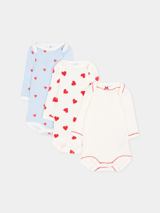 Body multicolor per neonata con cuori,Petit Bateau,A0GYS 00
