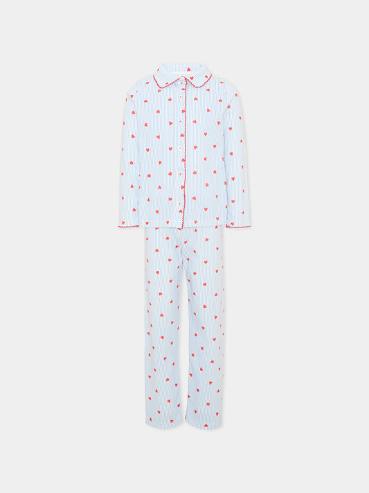 Pigiama multicolor per bambina con cuori,Petit Bateau,A0GAL 01