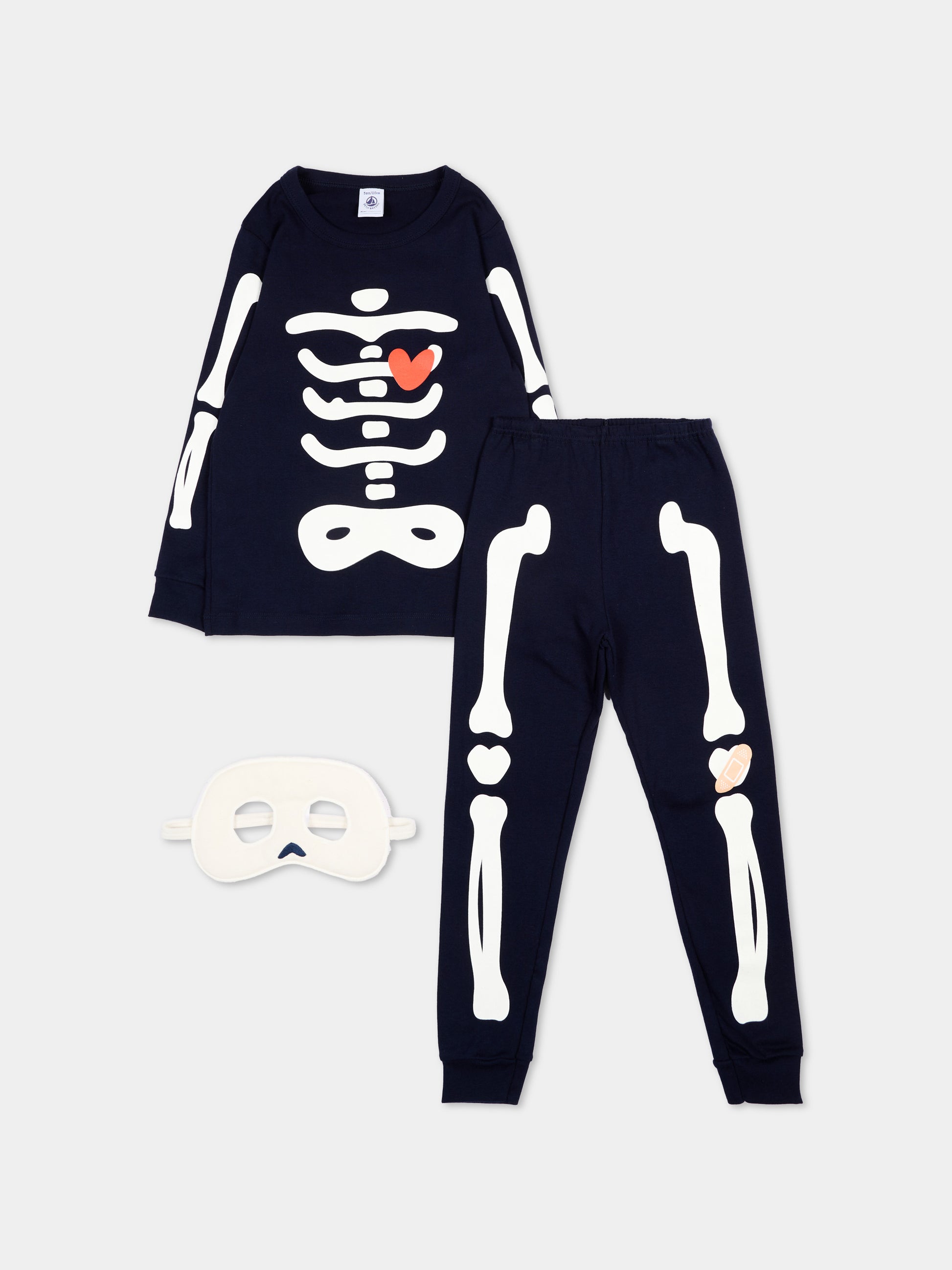 Pigiama blu per bambino con scheletro,Petit Bateau,A0GA5 01