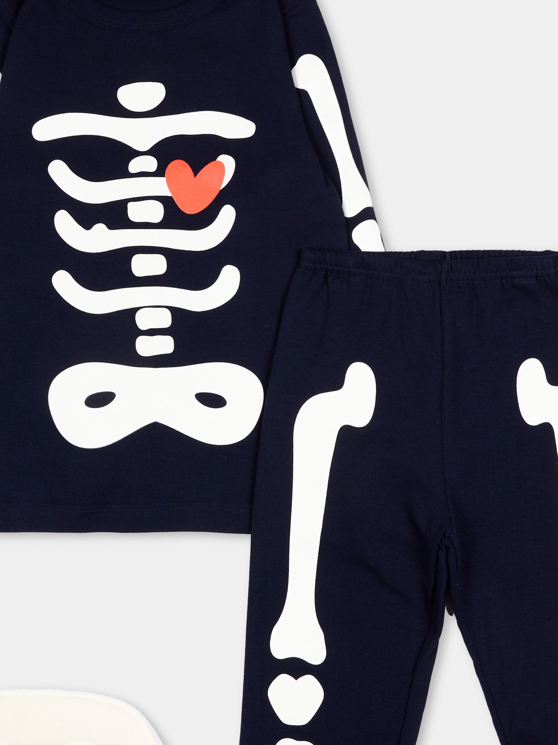 Pigiama blu per bambino con scheletro,Petit Bateau,A0GA5 01