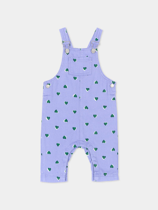 Salopette lilla per neonata con cuori,Petit Bateau,A0GPA 01