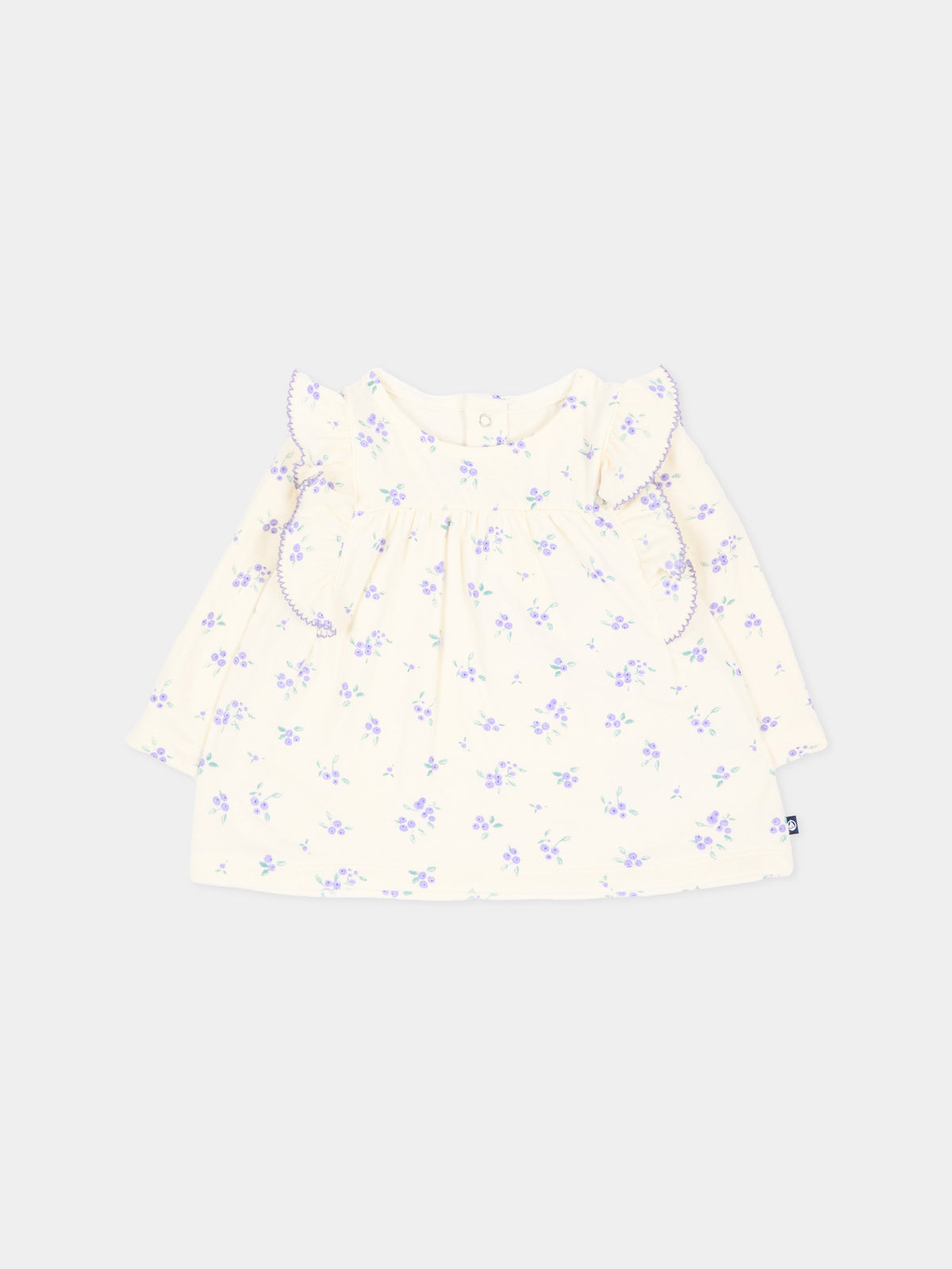T-shirt avorio per neonata floreale,Petit Bateau,A0GRU 01
