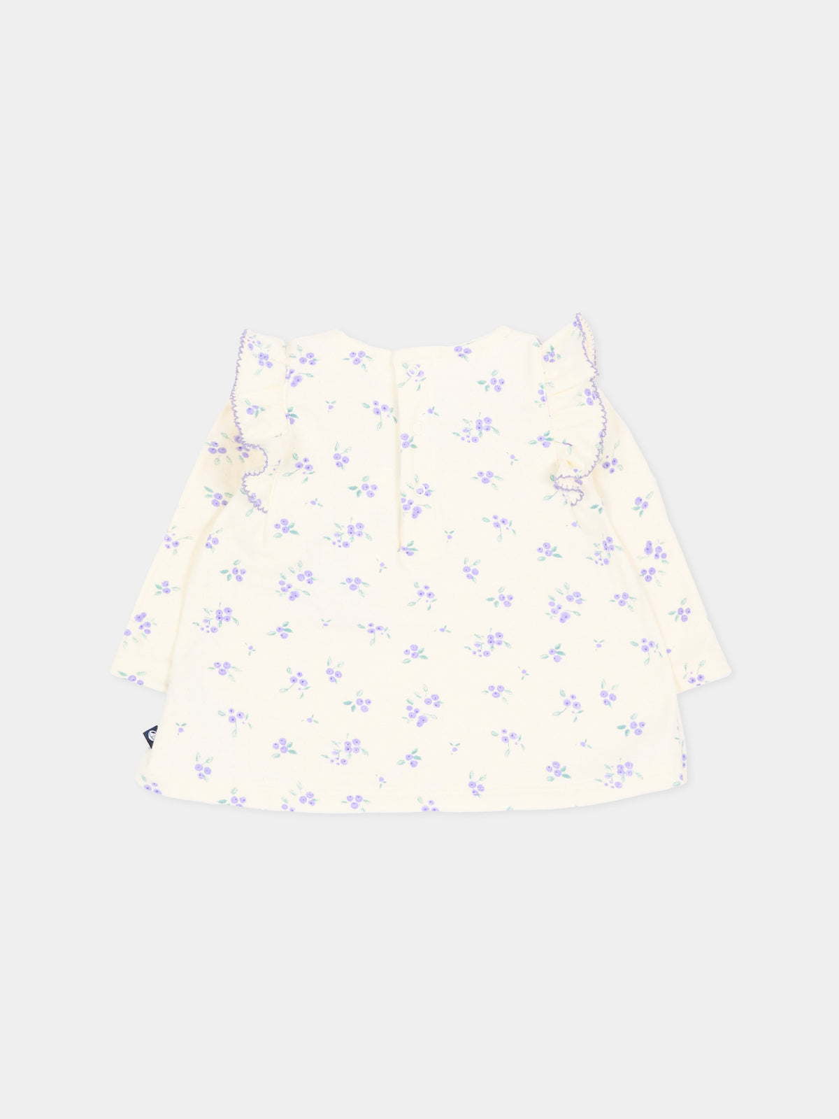 T-shirt avorio per neonata floreale,Petit Bateau,A0GRU 01