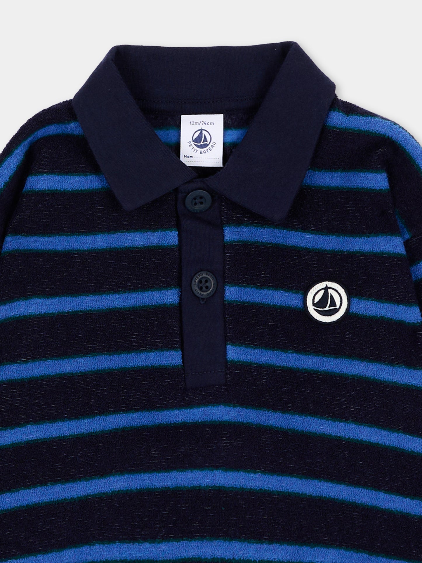 Polo a manica lunga blu per neonato,Petit Bateau,A0GWP 01