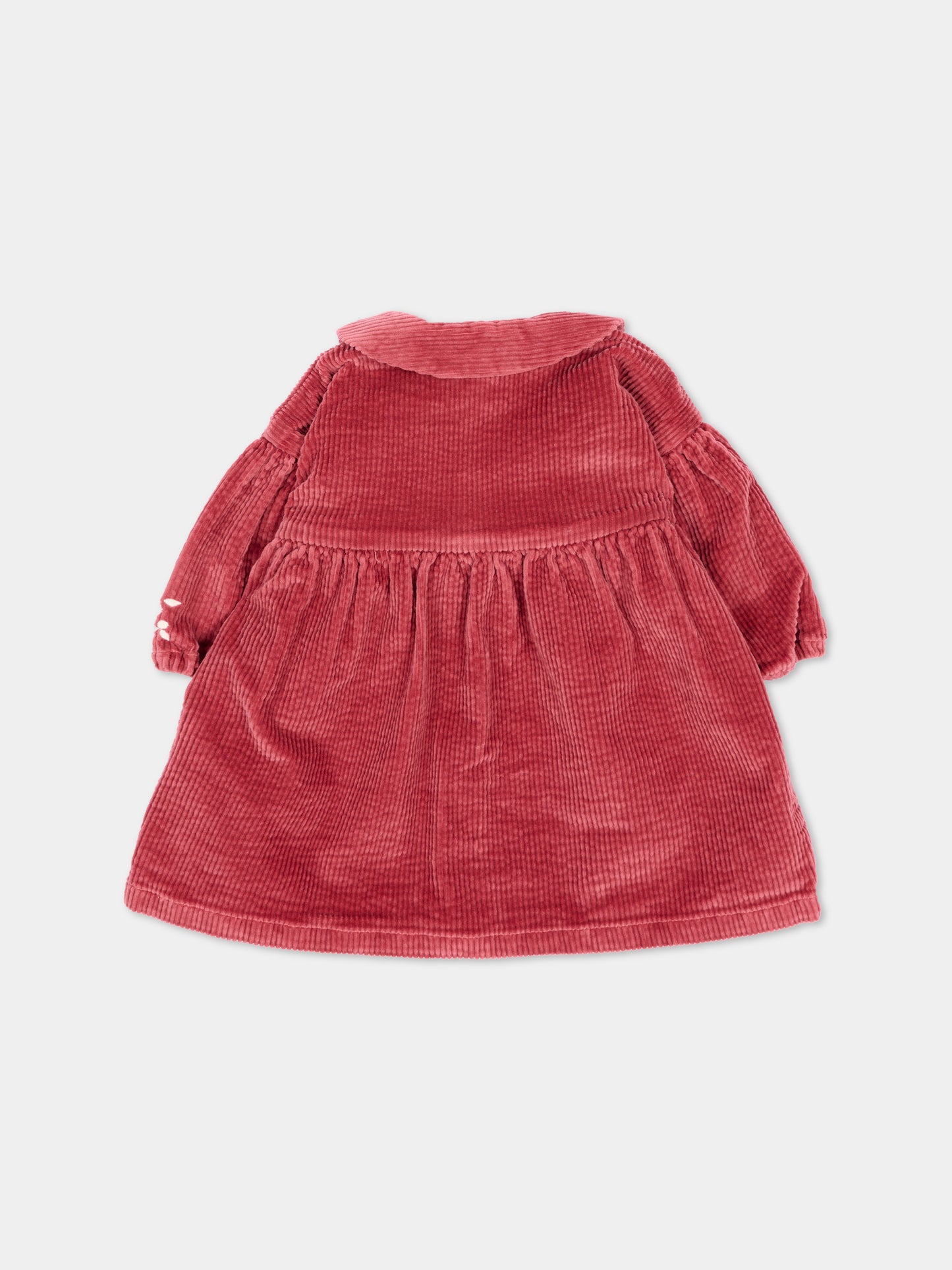 Vestito a manica lunga rosa con ricami,Petit Bateau,A0GHD 03