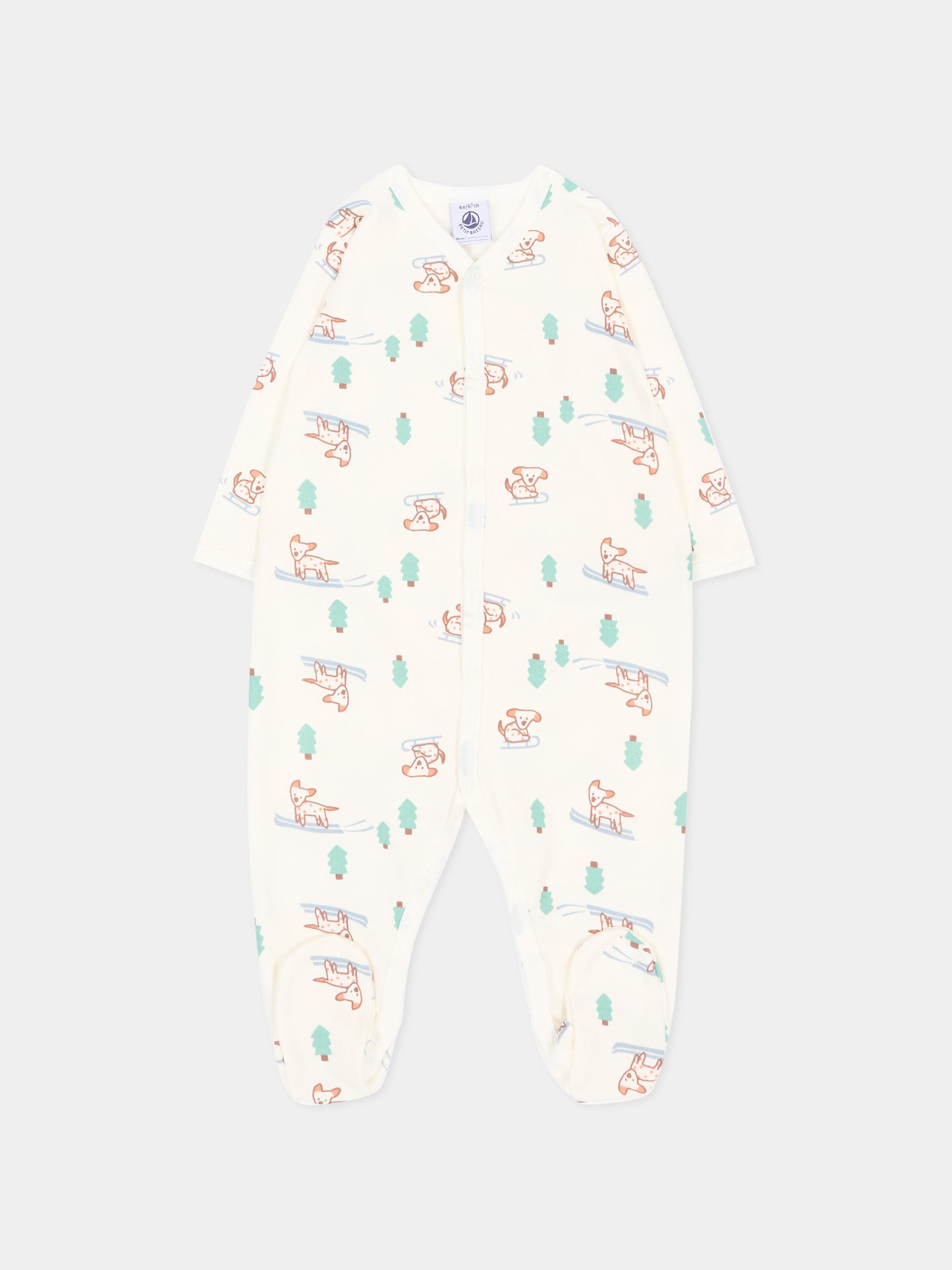 Tutina avorio per neonata stampata,Petit Bateau,A0GKI 01