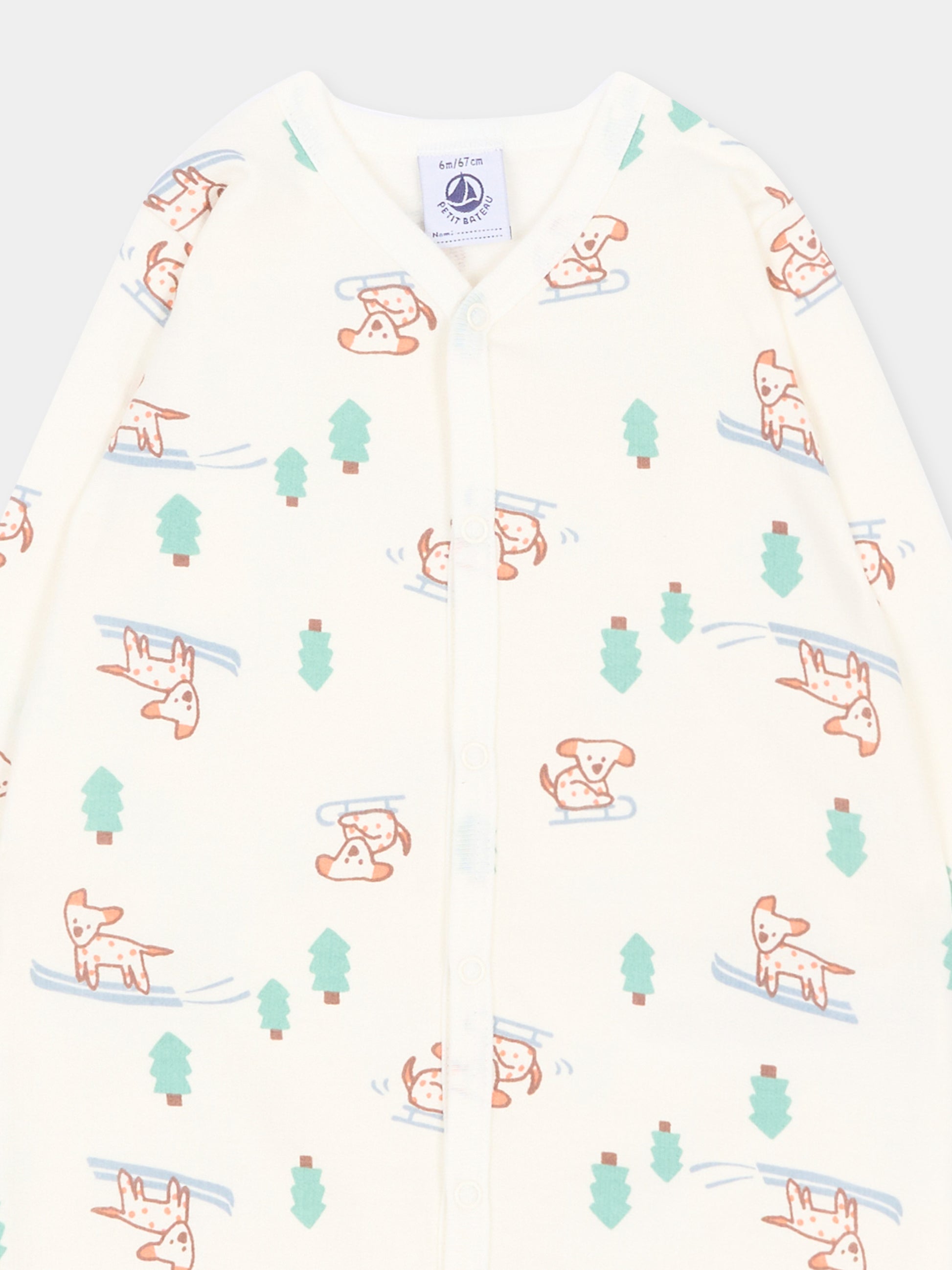 Tutina avorio per neonata stampata,Petit Bateau,A0GKI 01