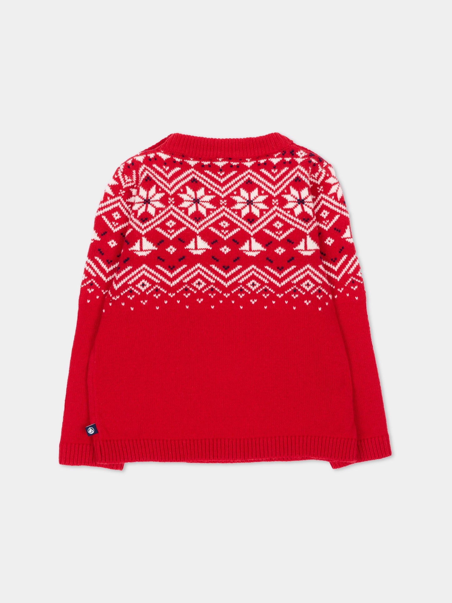 Maglione rosso per neonato jacquard,Petit Bateau,A0GBV 05