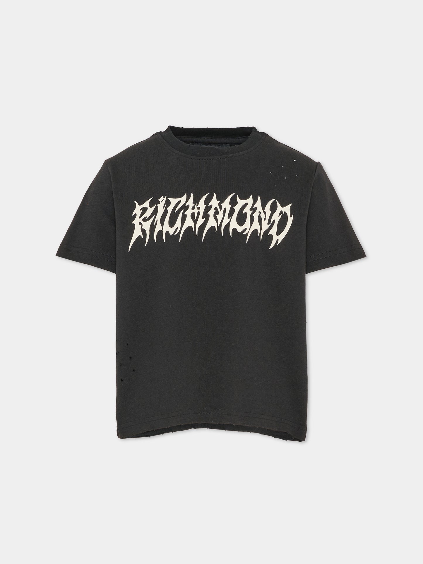 T-shirt a manica corta nera per bambino con logo,Richmond,RBA26053TS BLACK BLACK