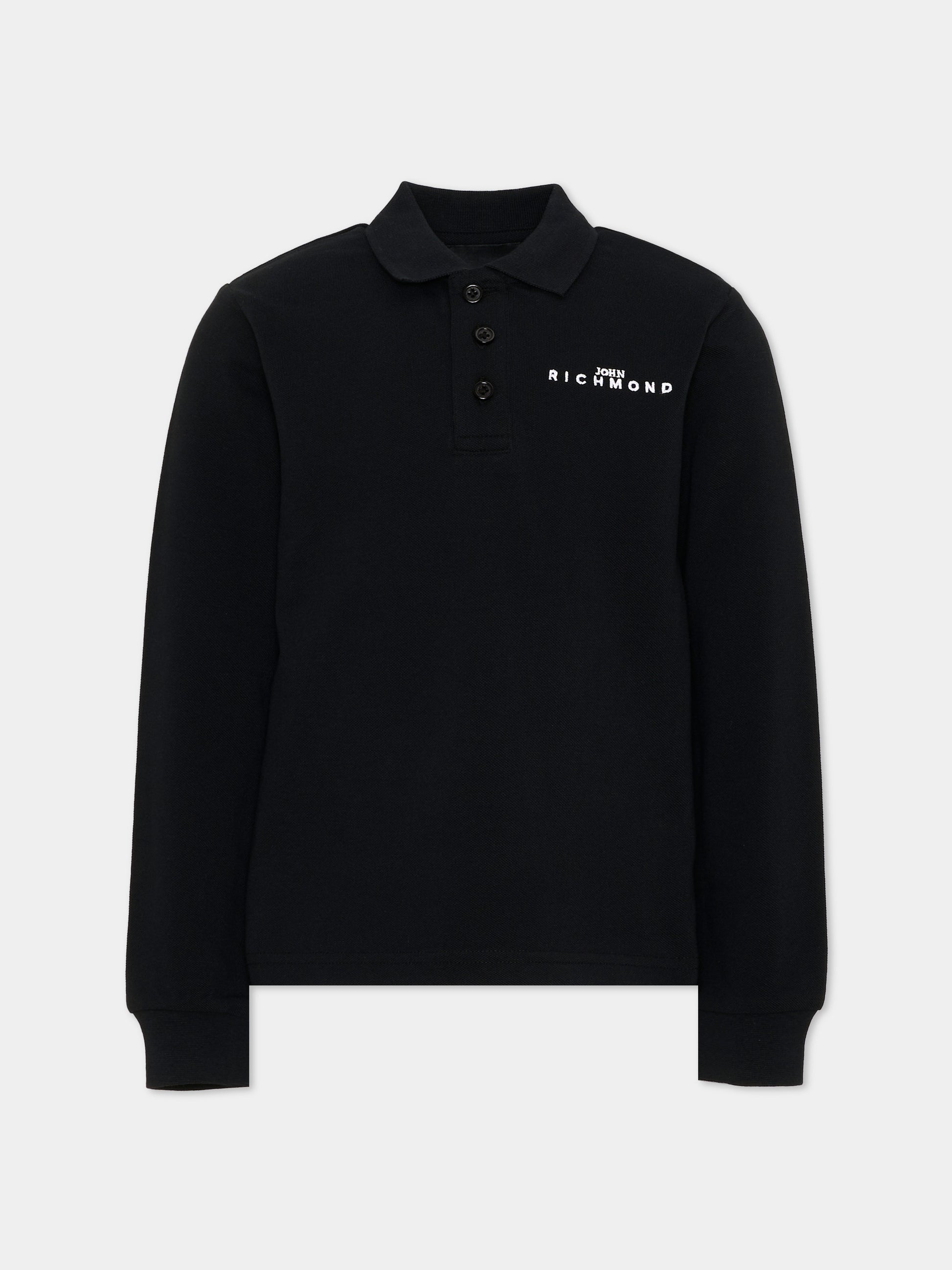 Polo nera per bambino con logo,Richmond,RBA26161PO BLACK BLACK