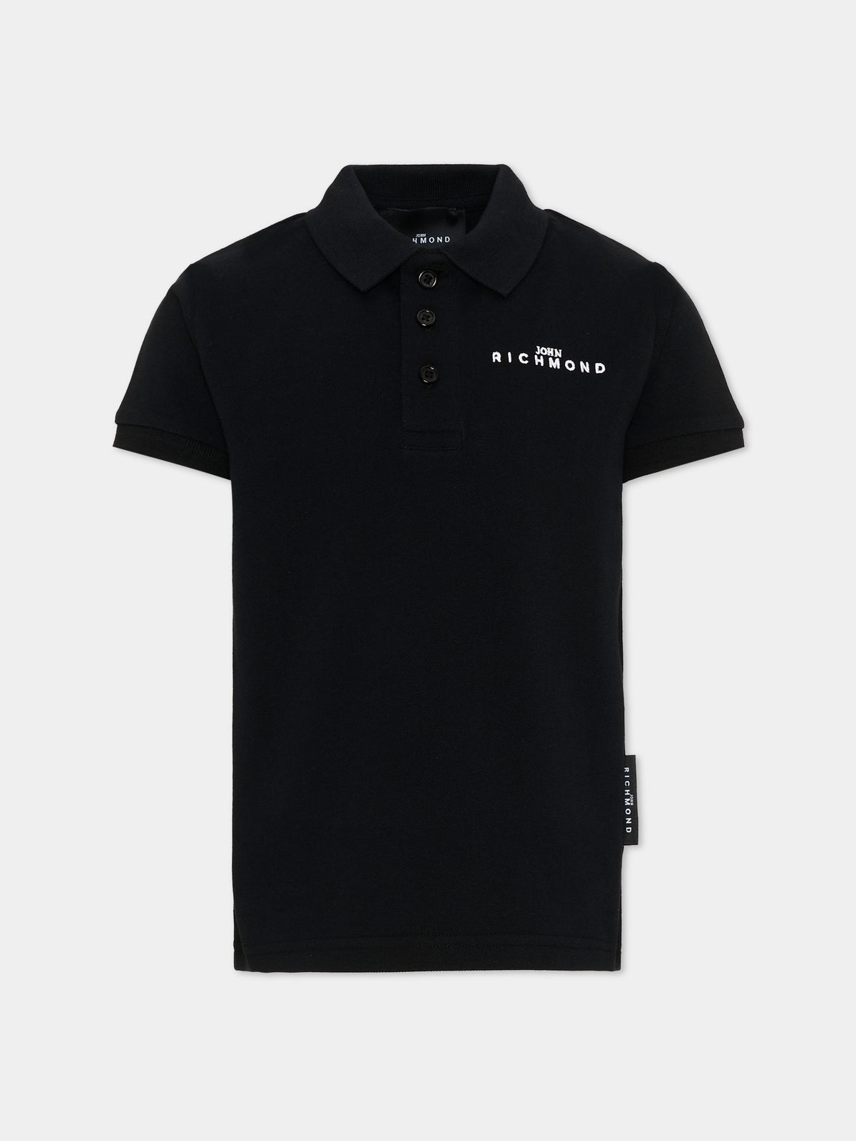 Polo nera per bambino con logo,Richmond,RBA26160PO BLACK BLACK