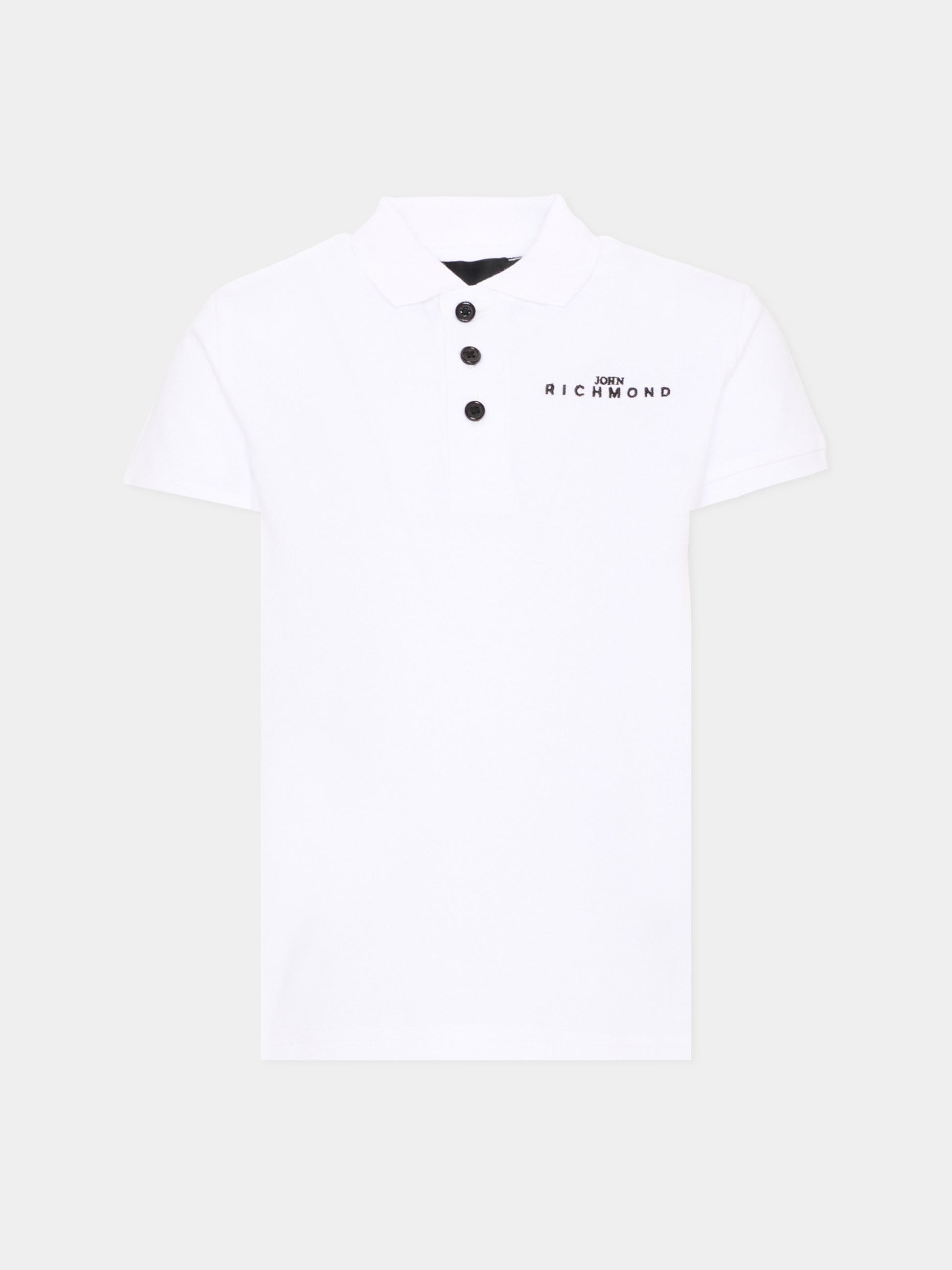 Polo bianca per bambino con logo,Richmond,RBA26160PO WHITE WHITE