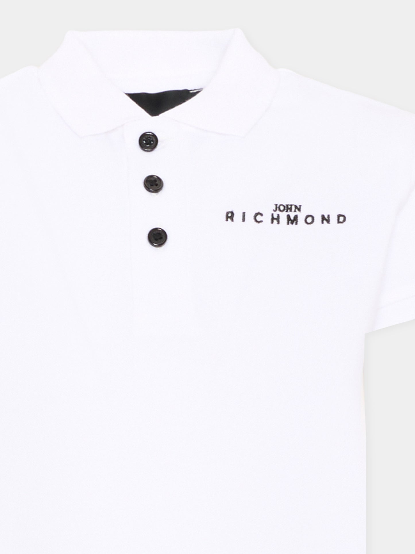 Polo bianca per bambino con logo,Richmond,RBA26160PO WHITE WHITE