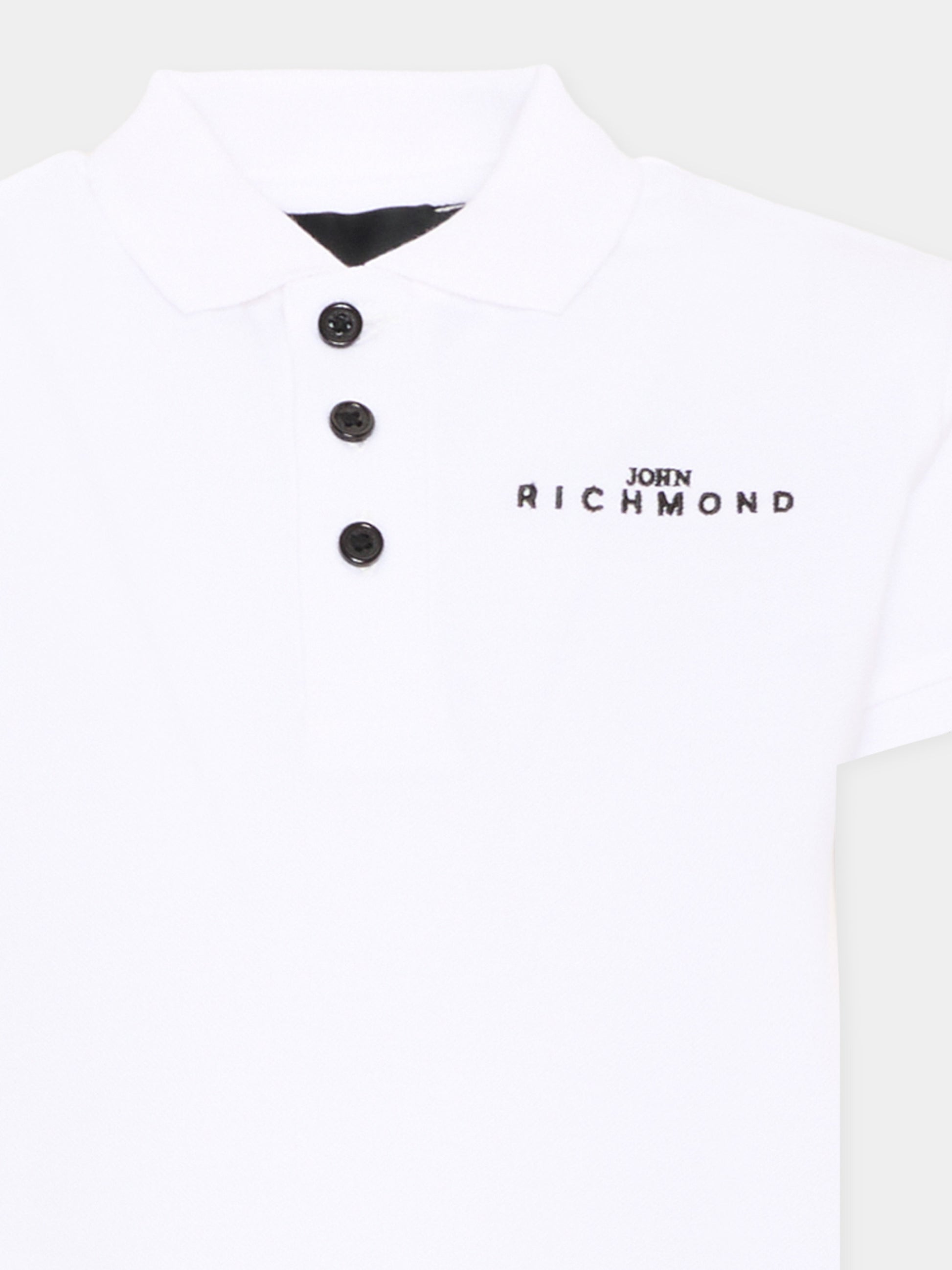 Polo bianca per bambino con logo,Richmond,RBA26160PO WHITE WHITE