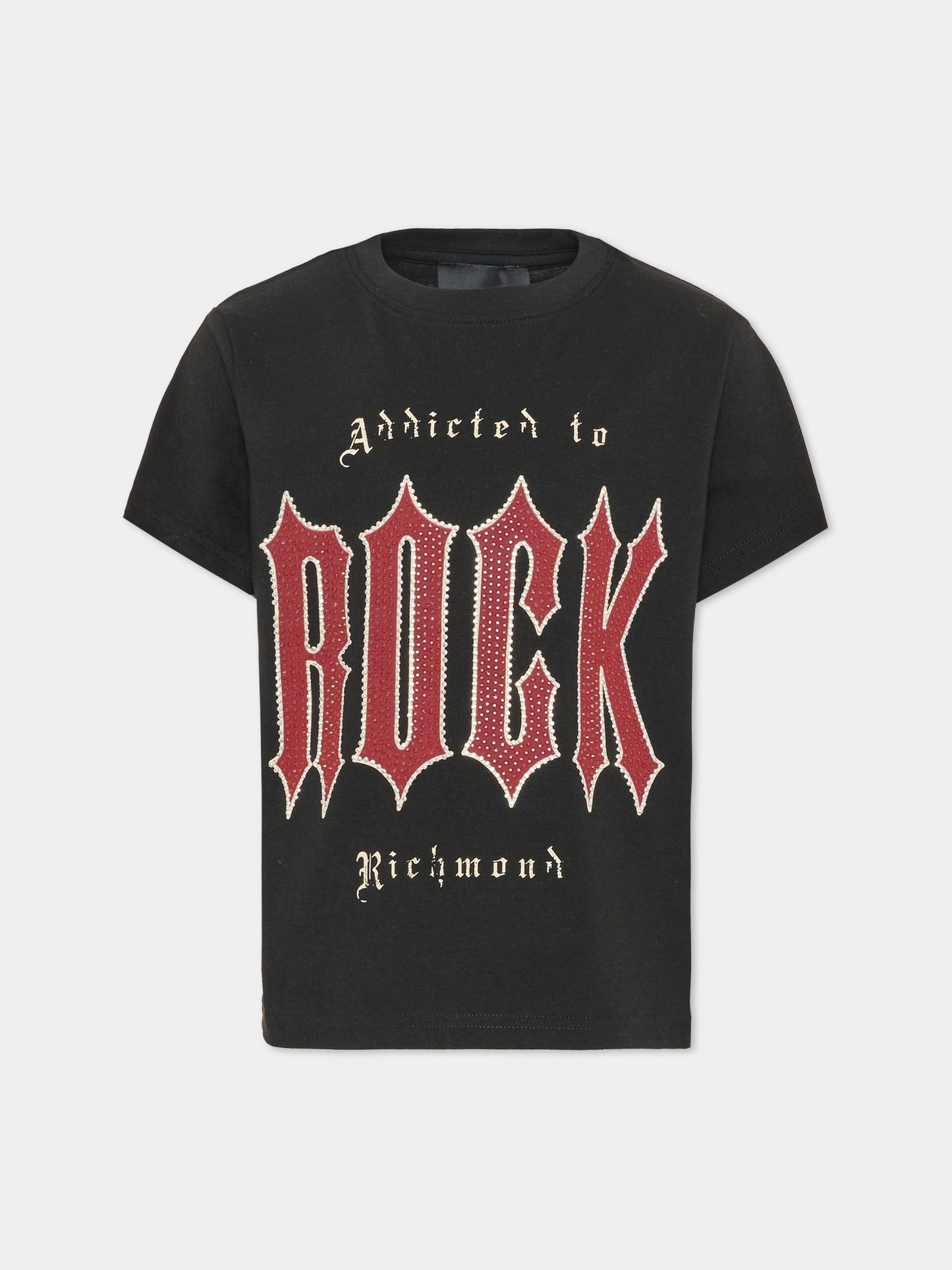 T-shirt nera per bambina con stampa,Richmond,RBA26038TS BLACK BLACK