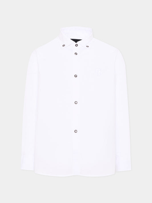 Camicia a manica lunga bianca per bambino logo,Richmond,RBA26102CA WHITE WHITE