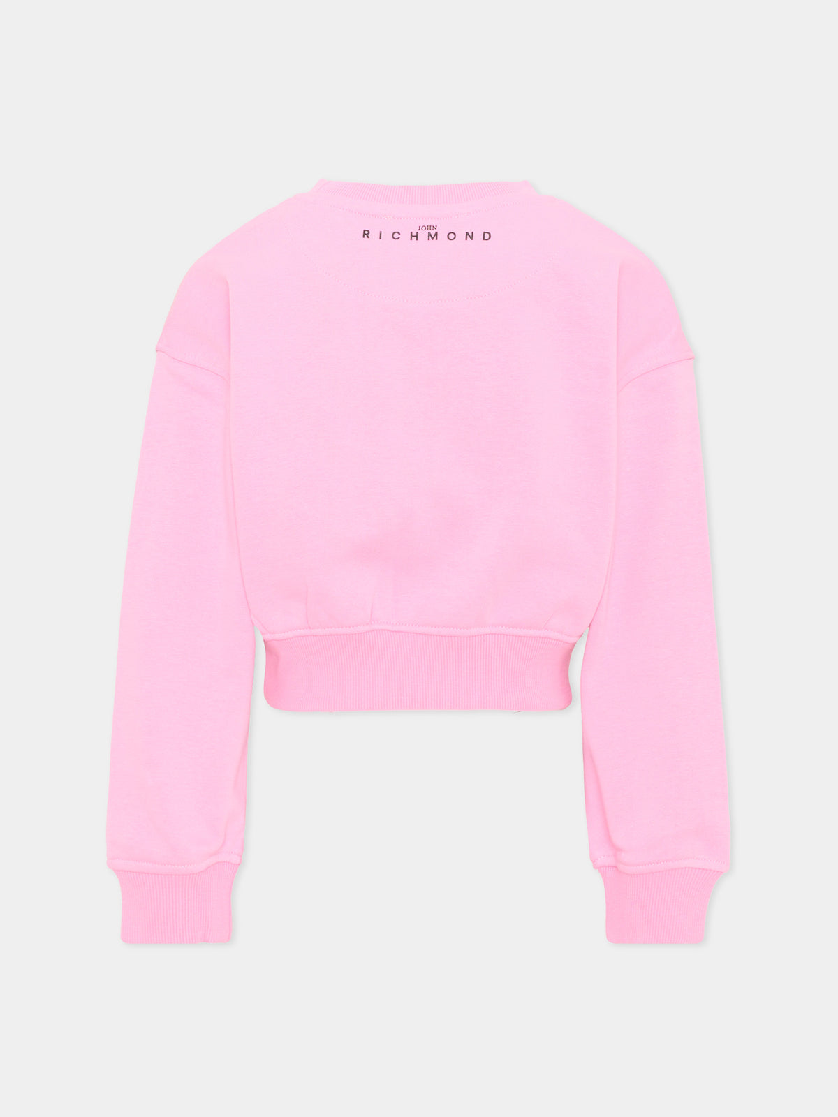 Felpa rosa per bambina con logo,Richmond,RGA26166FE PINK_BEG. PINK BEGONIA