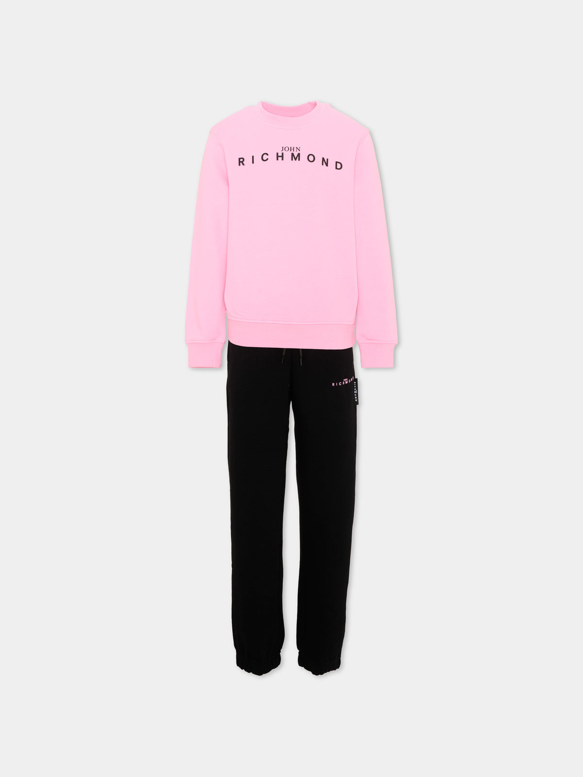 Completo sportivo rosa per bambina con logo,Richmond,RGA26019CF PINK_B/BLK PINK BEGONIA