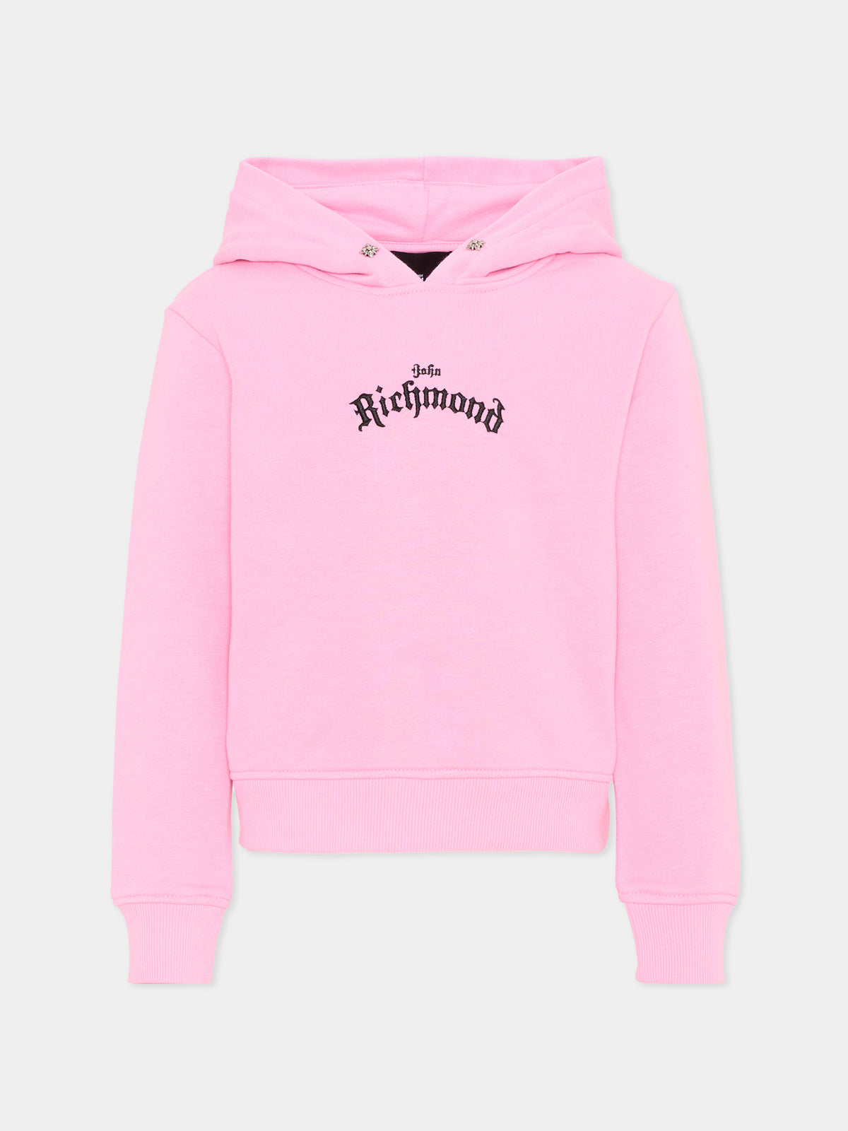 Felpa rosa per bambina con logo,Richmond,RGA26030FE PINK_BEG. PINK BEGONIA