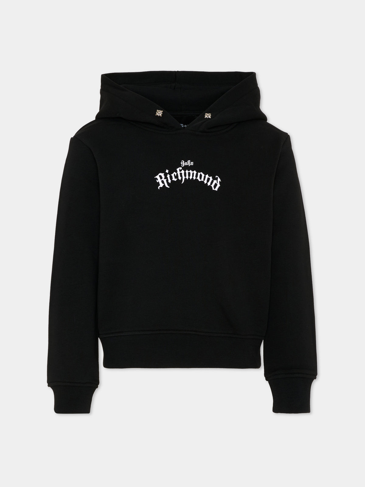 Felpa nera con cappuccio per bambina con logo,Richmond,RGA26030FE BLACK BLACK